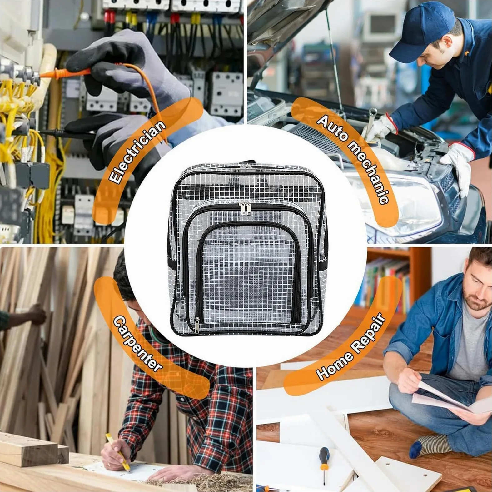 Zaini Antistatici Per Dispositivi Elettronici Trasparente Grande Capacità | Borsa Porta Attrezzi Antistatica In Pvc per Viaggio, Pendolarismo Quotidiano, Viaggi di Lavoro, Laptop