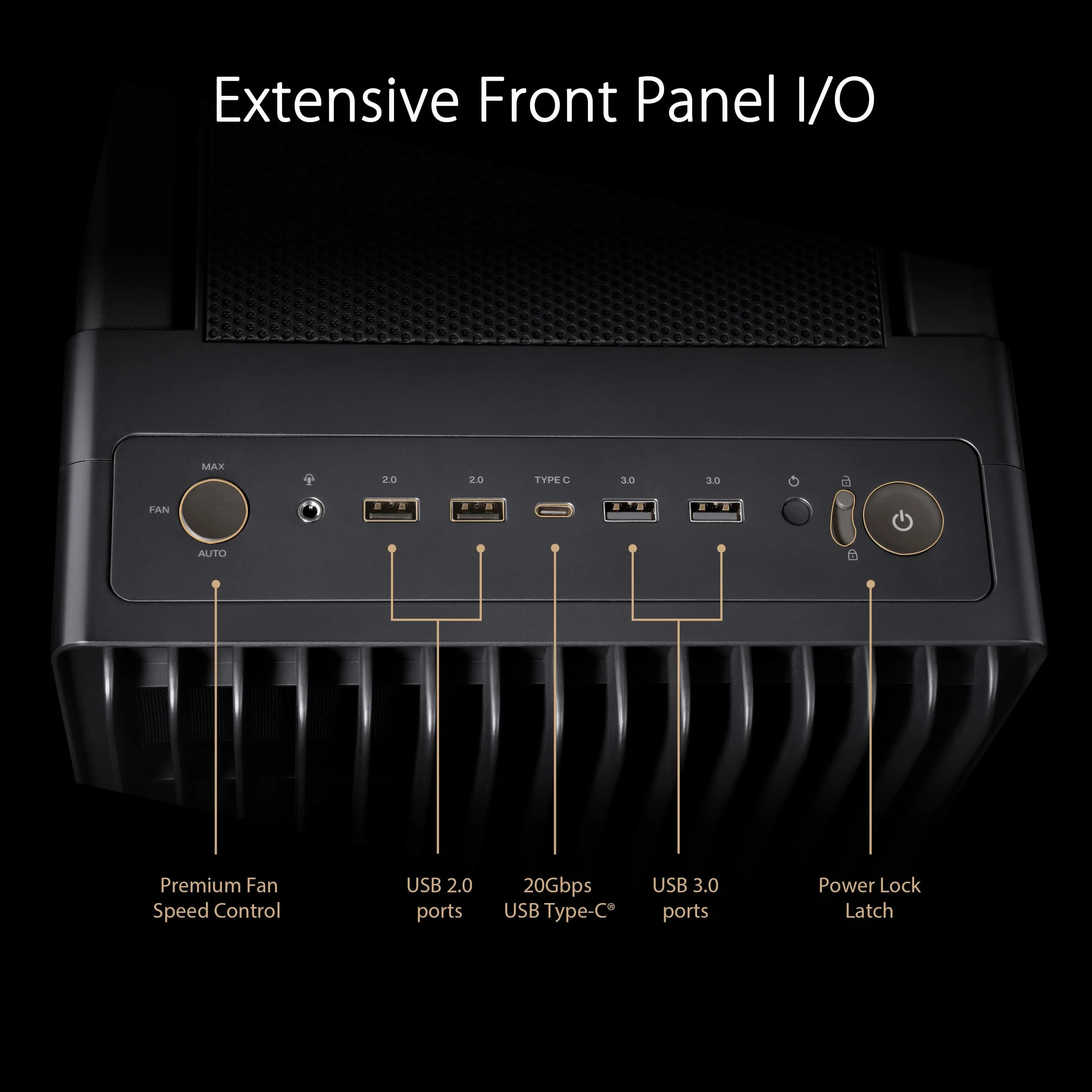 ASUS PROART PA602 TG PWM BLACK Case Gaming E-ATX, Chassis in Vetro Temperato, Supporto per Dissipatore da 420 mm, Ventole da 140 mm e 200 mm, Rilevatore di Polvere IR, Presa d’aria Laterale, Nero
