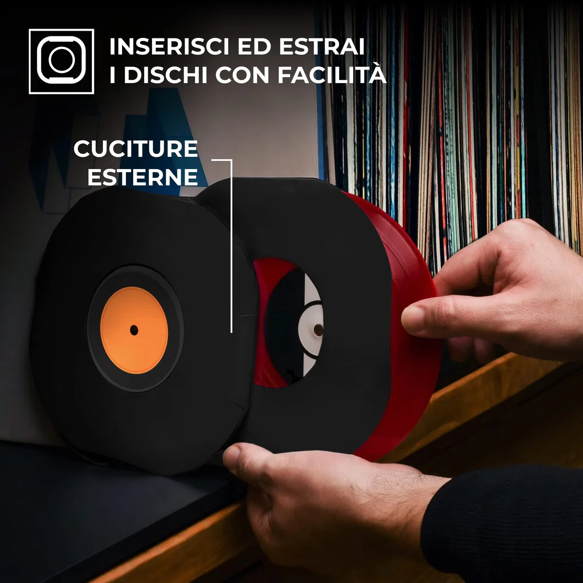 Big Fudge Edizione speciale nera | Buste interne per dischi in vinile 50x | Realizzato in carta pesante e priva di acidi | Copertine per album con angoli arrotondati| Giacche Slim Record | 7"