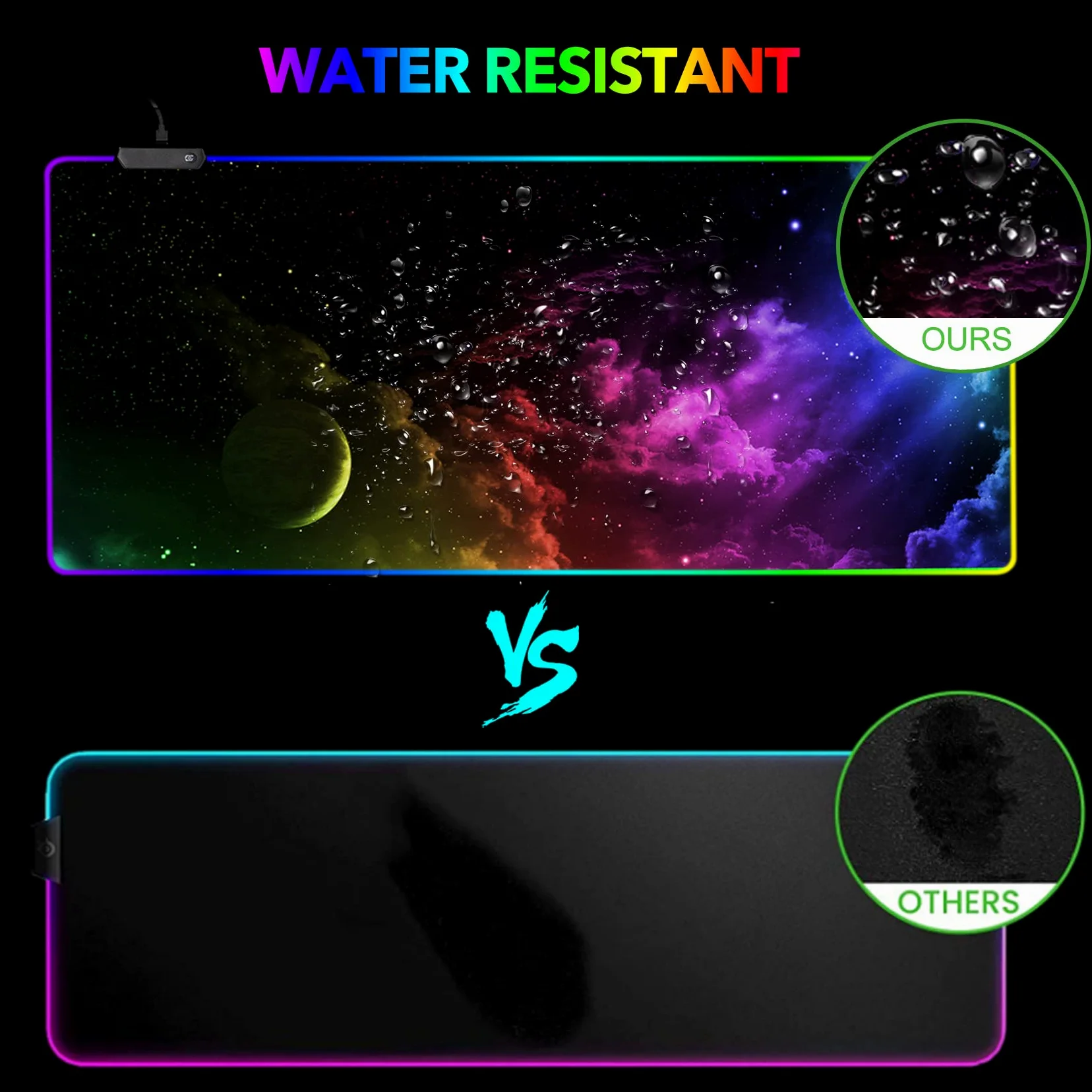 AIMSA Grande tappetino per mouse da gioco RGB, tappetino per mouse con tastiera LED esteso 89,9 x 40,1 cm, base in gomma antiscivolo con 14 modalità di illuminazione, grande tappetino da scrivania