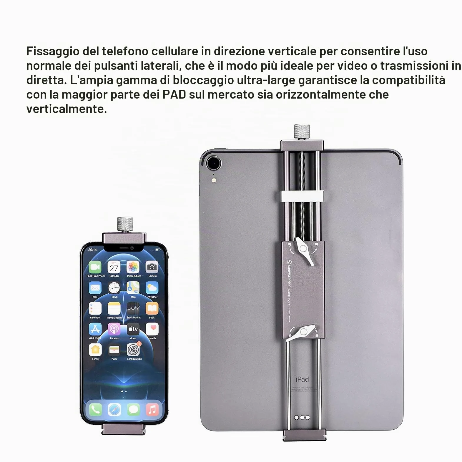 SUNWAYFOTO PC-03 Tablet Laptop Mount Smart Phone Staffa Treppiede Staffa Accessori per Ipad Pro Supporto Arca Swiss Stand Universale