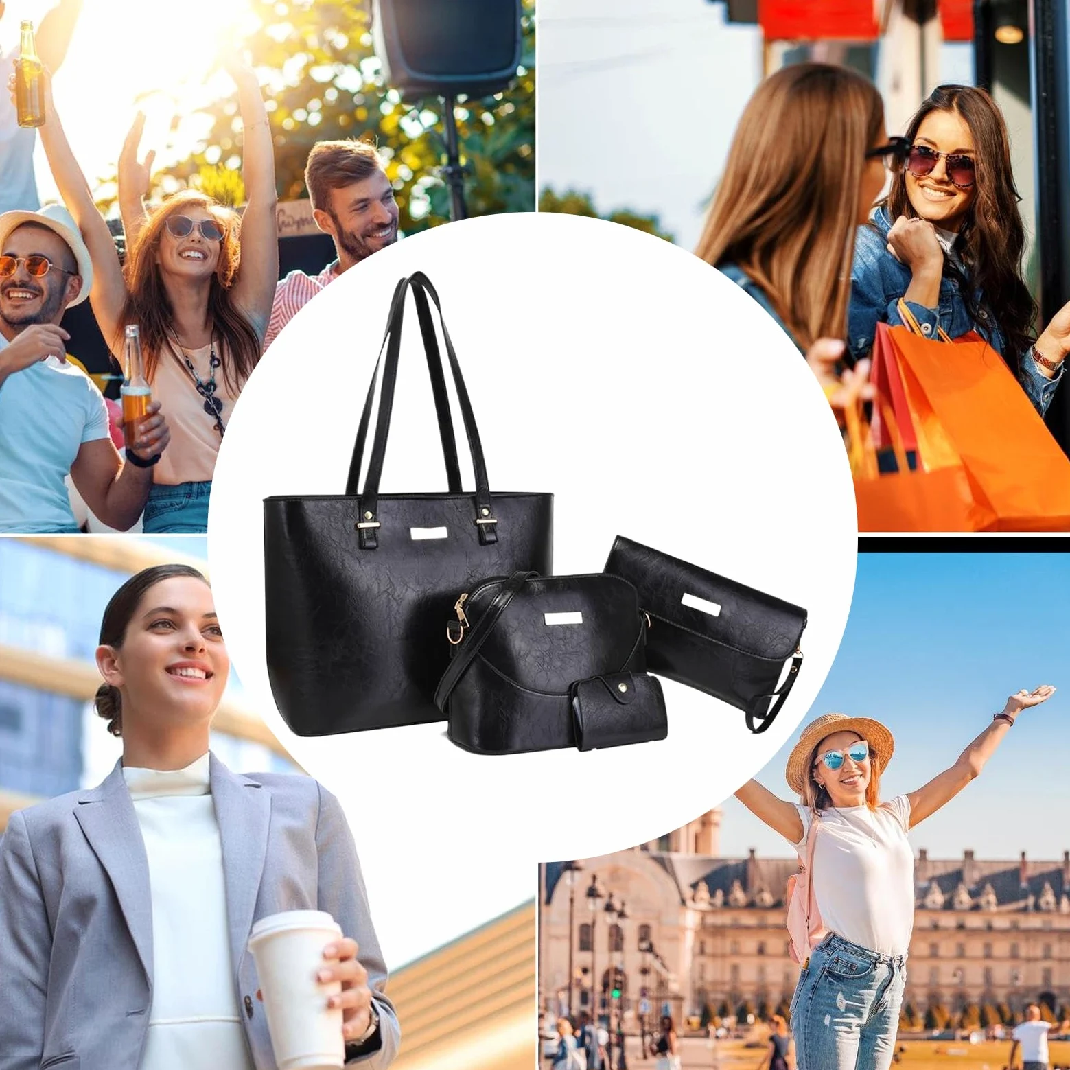 Set Di Borse Tote Custodia Portaoggetti Leggera Idrorepellente | Set da 4 Cartelle Per Riunioni di Lavoro, Campus Universitario, Pendolarismo, Viaggi di Lavoro e Weekend Fuori Porta