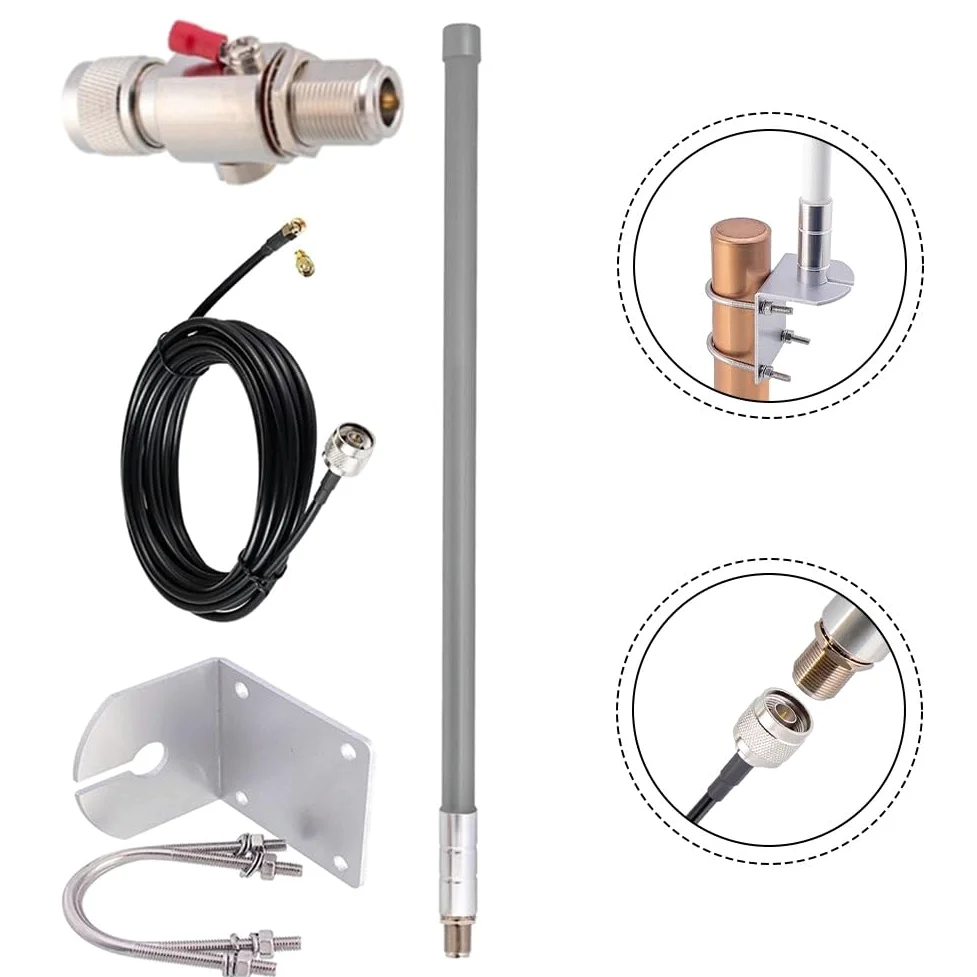 Antenna 12dBi per lora 868 MHz per minatore di elio hotspot per bobcat per rak per nebra - fibra di vetro impermeabile all'aperto per antenna gateway con cavo a bassa perdita N femmina a RP per sma