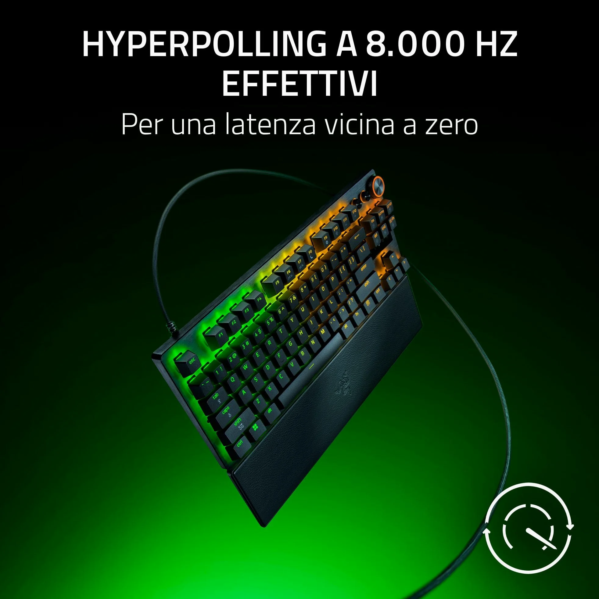 Razer Huntsman V3 Pro Tenkeyless 8KHz - TKL PC Tastiera meccanica da gioco - 8KHz HyperPolling - Switch ottici analogici - regolabile 0,1-4,0mm - Snap Tap - Rapid Trigger - QWERTY US Layout | Nero