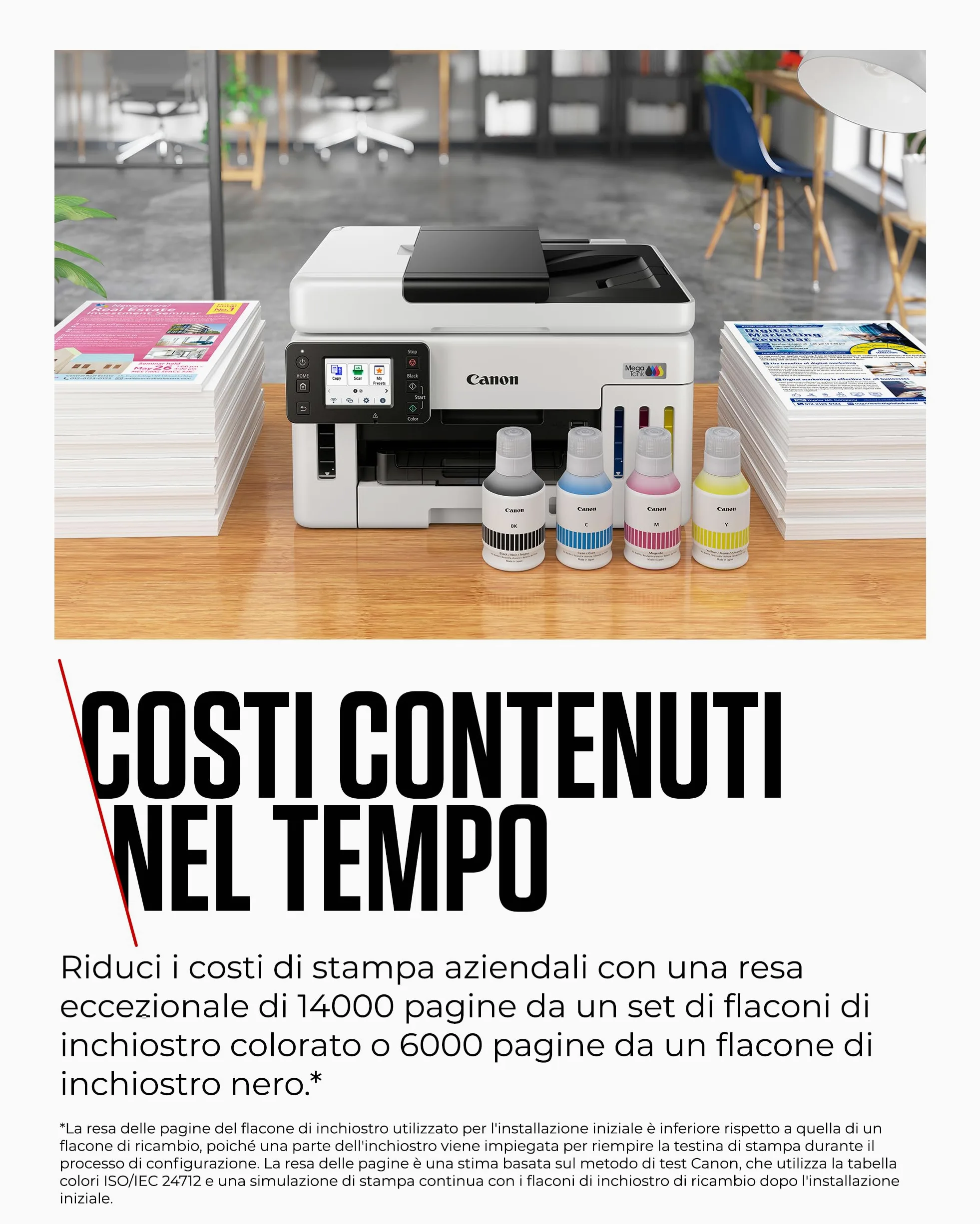 Canon MAXIFY GX6150 Stampante Ufficio Compatta – Stampante con Scanner Multifunzione | Tecnologia MegaTank per Stampe, Copie e Scansioni | Connessione Wireless, Ethernet e USB
