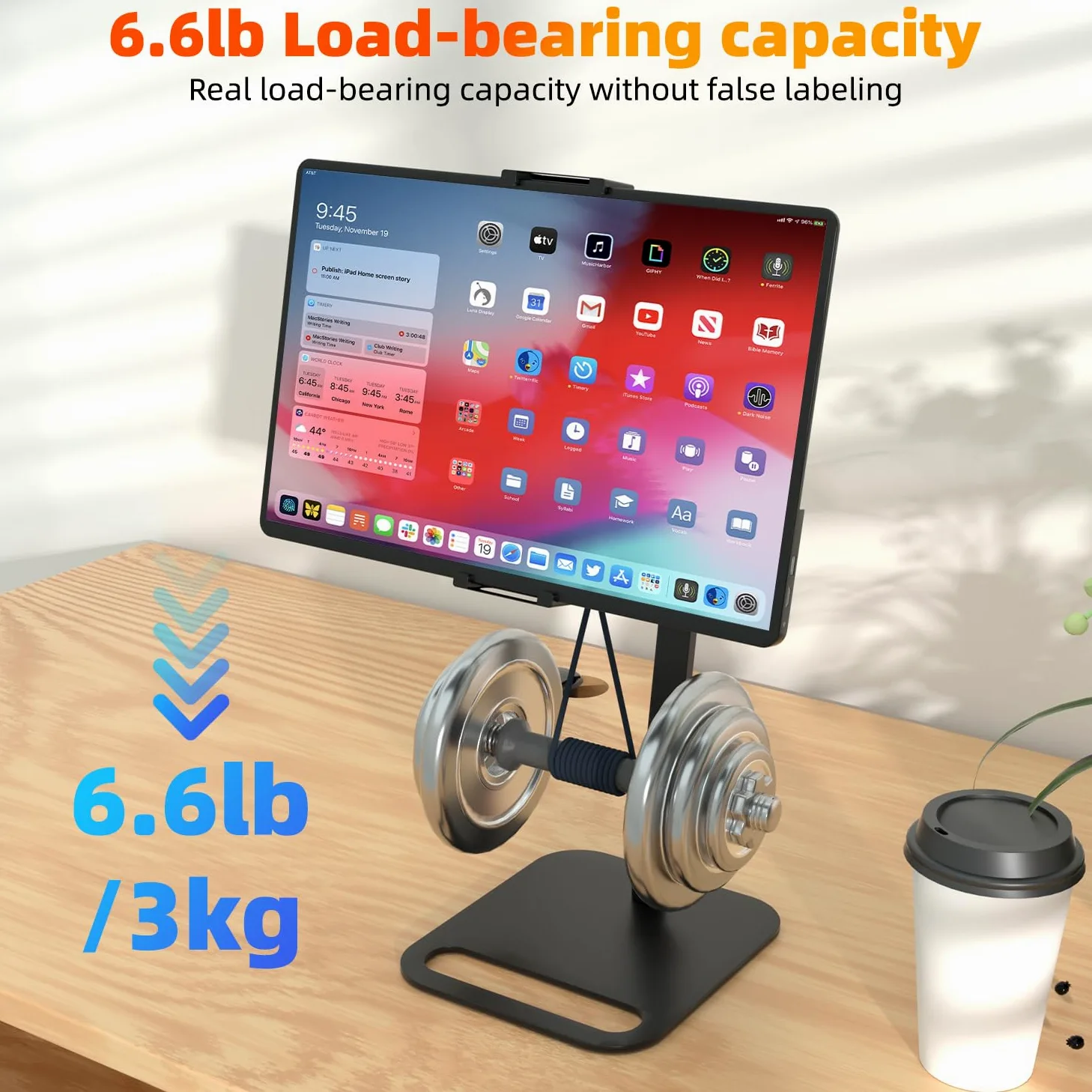 Supporto per monitor portatile regolabile per schermi da 6 a 18,5 pollici, base per display desktop, supporto universale in alluminio portatile da 12,9 pollici