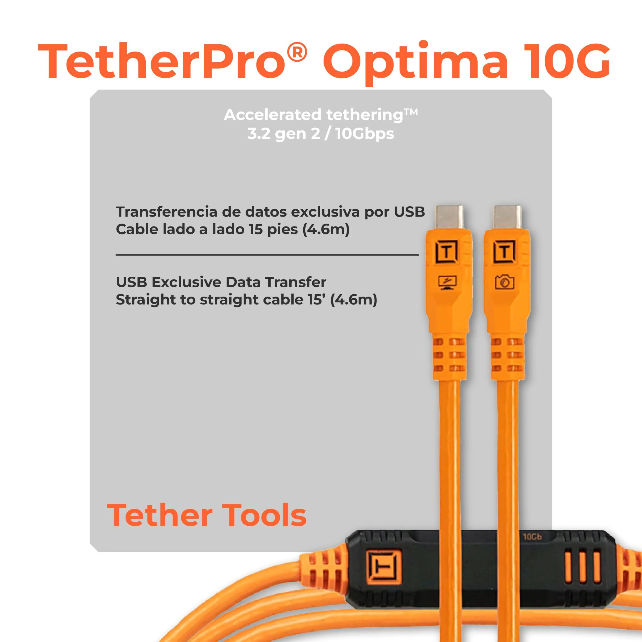 Tether Tools TetherPro USB-C Optima 10G diritta arancio 4,6m