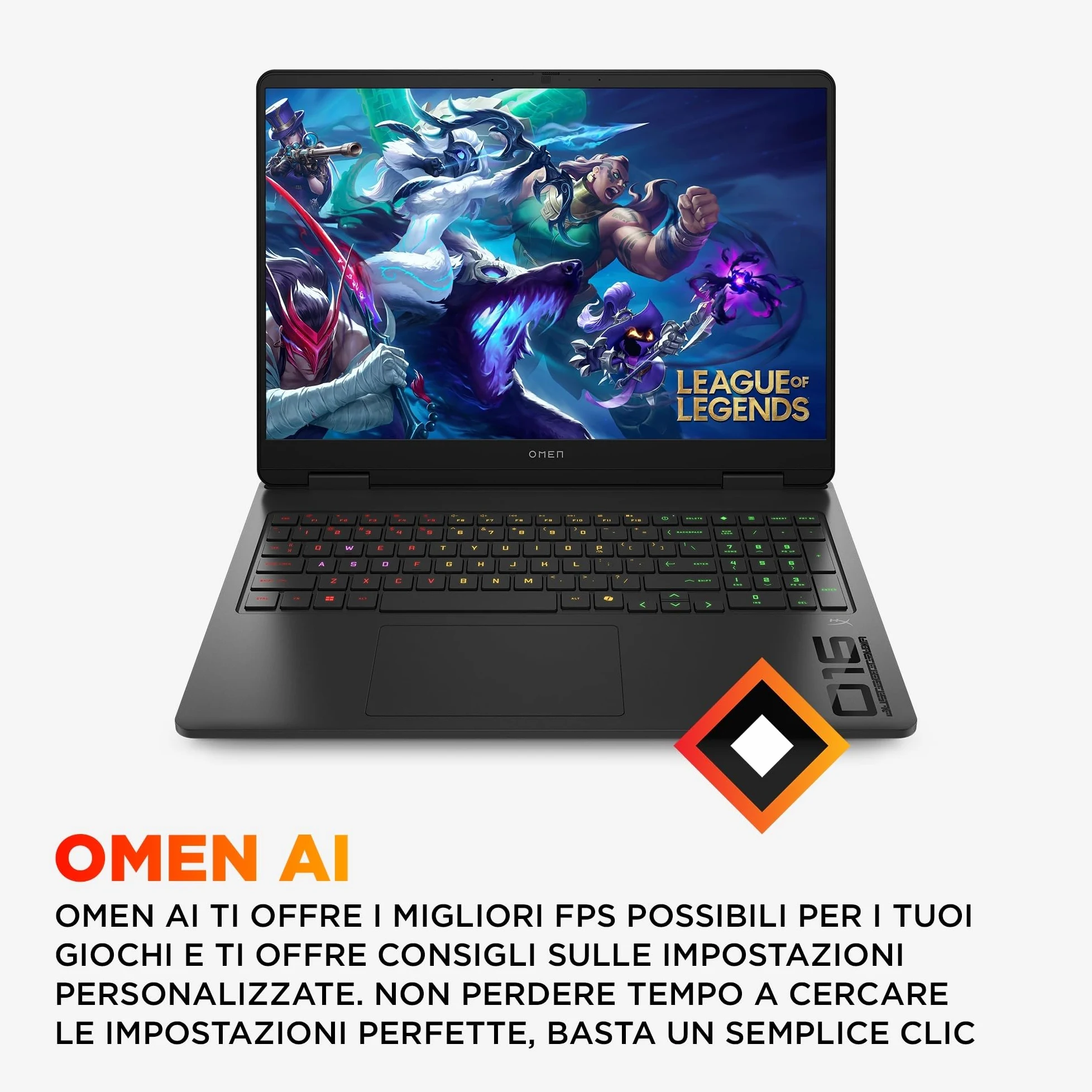 HP OMEN 16", Intel Core Ultra 7, 32GB, 1TB SSD, 2K 240 Hz, NVIDIA RTX 5060 | FreeDOS, Notebook HP 16-am0011sl, Per Gamer, Cretaor e Streamer, 500 Nits, Tastiera Italiana, RGB, Portatile, QWERTY, Nero