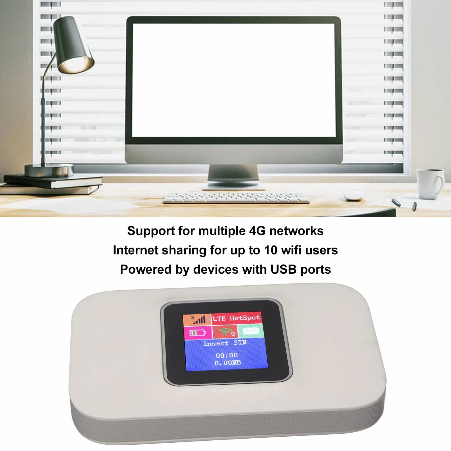 Hotspot mobile 4G, hotspot mobile WiFi ad alta velocità 300Mbps Router WiFi wireless portatile per viaggi casa, connessione fino 10 utenti, dispositivo WiFi tascabile per l'Europa