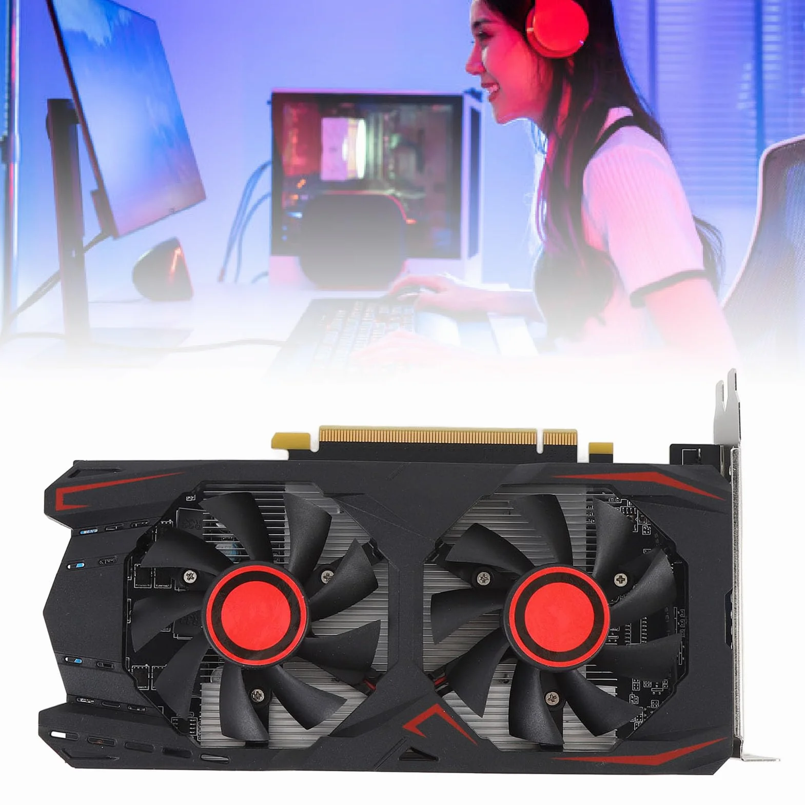 Tosuny Scheda di Computer Grafica, 6 GB GDDR5 192BIT 783/1566MHz PCIE 2.0 16x Scheda Grafica da Gioco, Ventola di Raffreddamento a Doppio Raffreddamento e Interfaccia DVI VGA, per PC