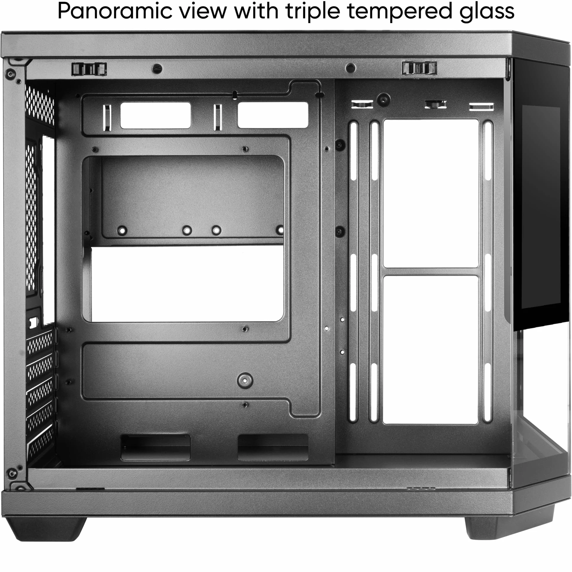 Mars Gaming MC-3TCORELCDM Case Gaming Micro-ATX, Schermo IPS 7,2” Personalizzabile, Triplo Vetro Temperato, Struttura Doppia Camera Laterale, Supporto per Raffreddamento Liquido fino a 360mm, Nero