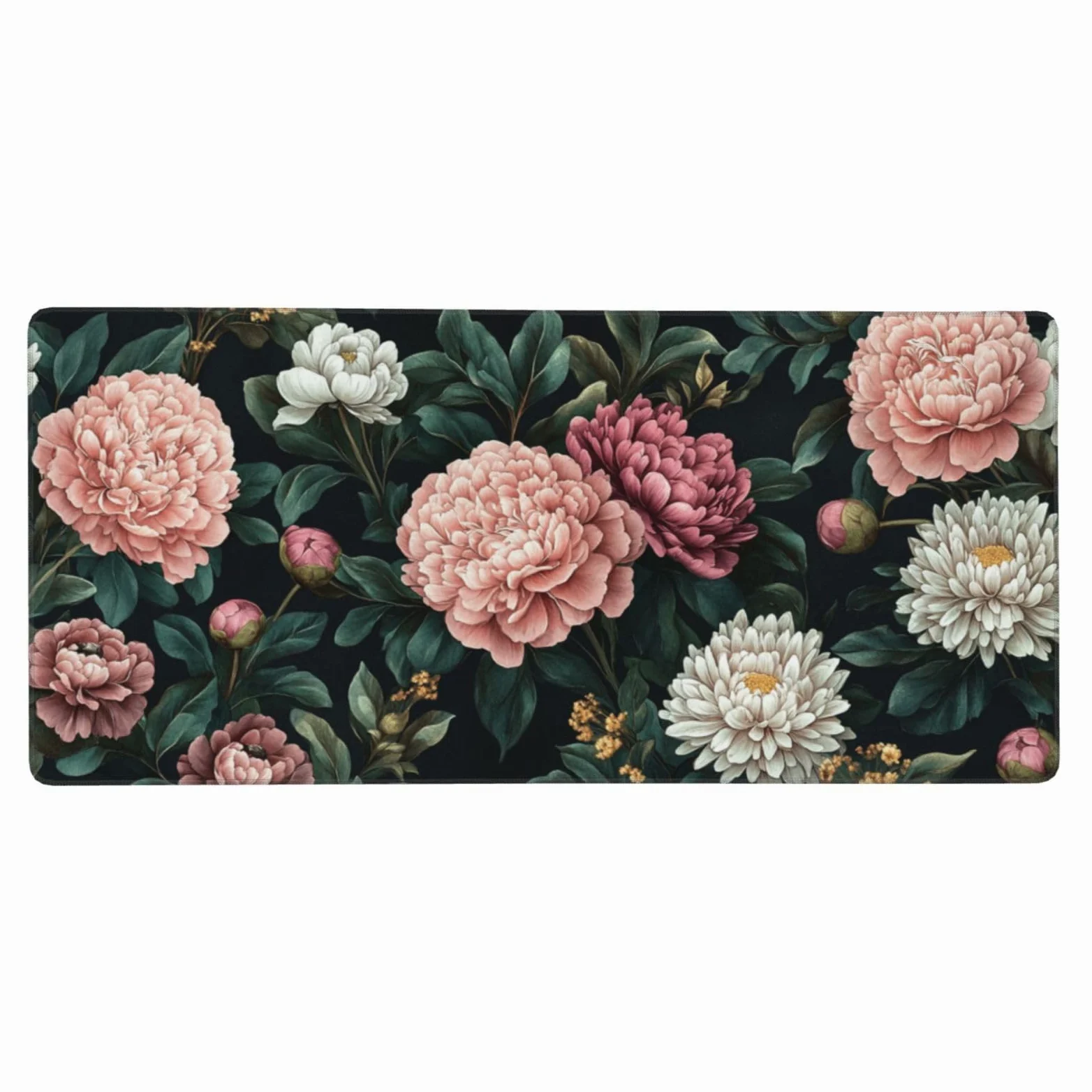 Tappetino Mouse XXL Fiori & Peonia, 100 x 50 cm Tappetino da Scrivania G435 | Tappetino per Mouse, Base in Gomma Antiscivolo, Superficie Impermeabile, Bordi Cuciti, Tappetino Scrivania per Ufficio, Gioco