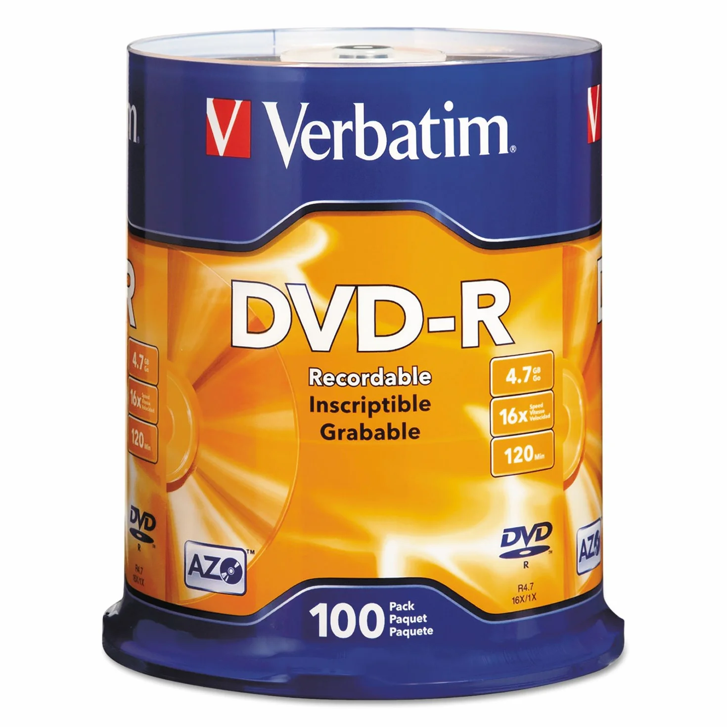 Verbatim DVD-R 4.7GB 16X Branded 100pk Spindle
