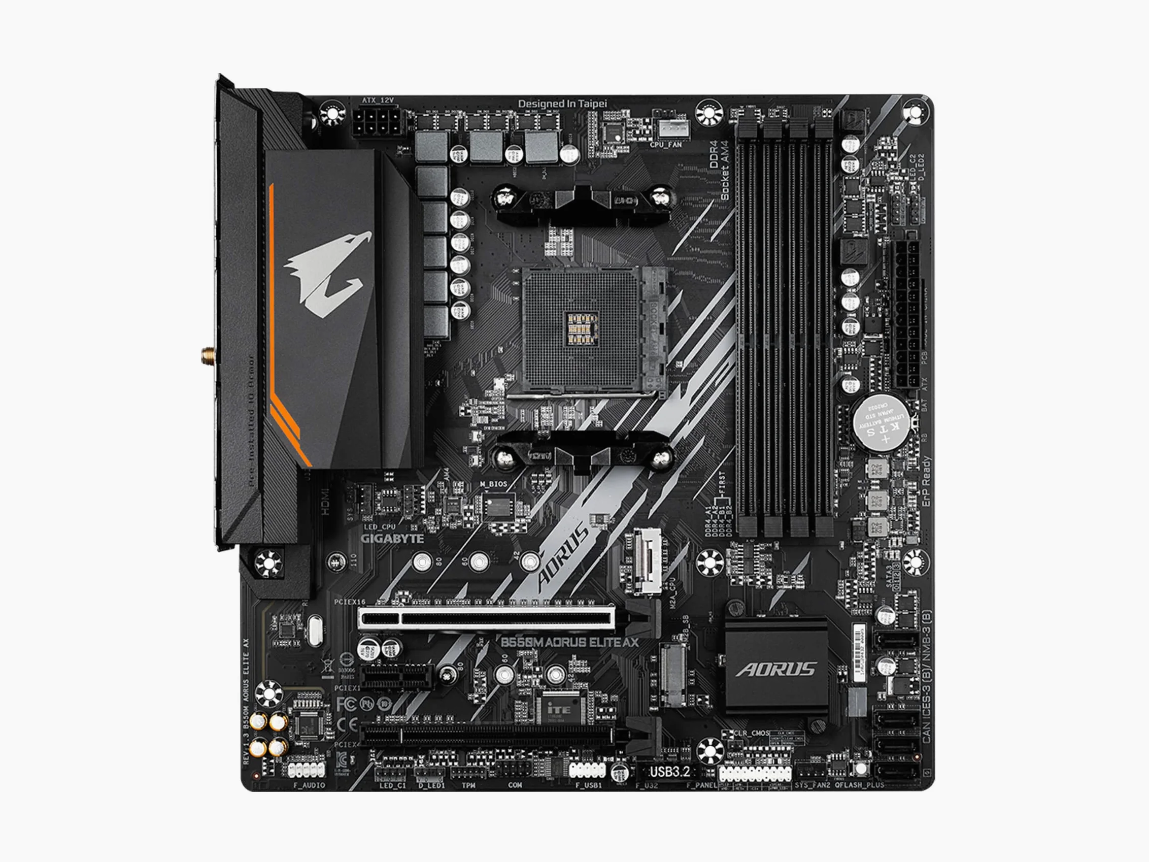 GIGABYTE B550M AORUS ELITE AX Scheda madre - CPU AMD Ryzen 5000, VRM a 5+3 fasi, fino a 4733 MHz DDR4, 1xPCIe 4.0 + 1xPCIe 3.0 M.2, Wi-Fi 6E, LAN 1GbE, USB 3.2 Gen 1