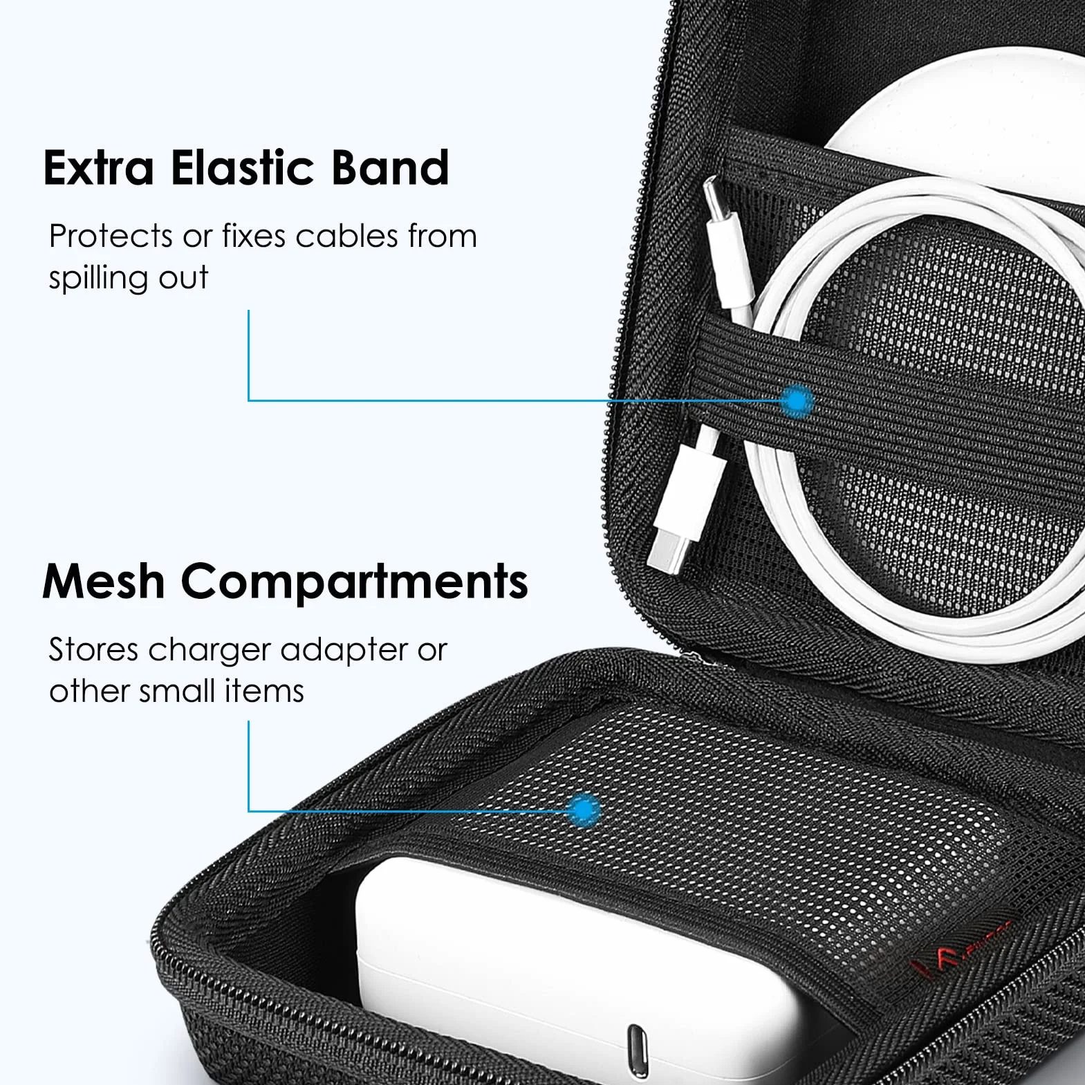 FINPAC Custodia Rigida per Caricatore di MacBook Air/Pro, Portatile ElettronicaPortaoggetti Borsa Cover per MacBook Charger/Magic Mouse/Cavo, Organizer per Viaggi Accessori, (Black)