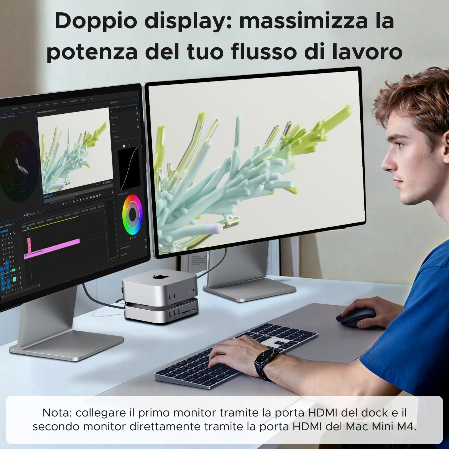 UGREEN USB4.0 40Gbps Docking Station Compatibile con Mac Mini M4 e M4 Pro con Case M.2 NVME SSD 10 in 2 Dock Hub USB C HDMI 8K 30Hz 4K 144Hz 5 Porte USB 10Gbps Lettore di Schede SD TF 4.0 3,5mm