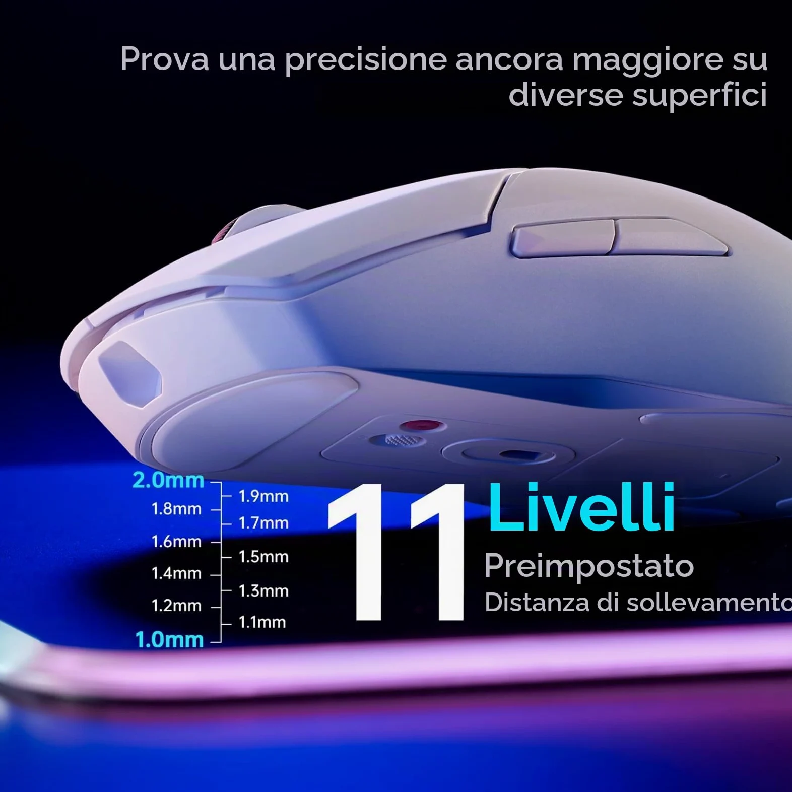 Rapoo VT9PRO 4K Mouse Wireless Gaming 68g Ultraleggero Mouse da Gioco | PAW3398 26K DPI, 4000Hz, Batteria 160 Ore, 10 Tasti Programmabili, Memoria Integrata, Mouse Ricaricabile per PC/ Mac, Bianco