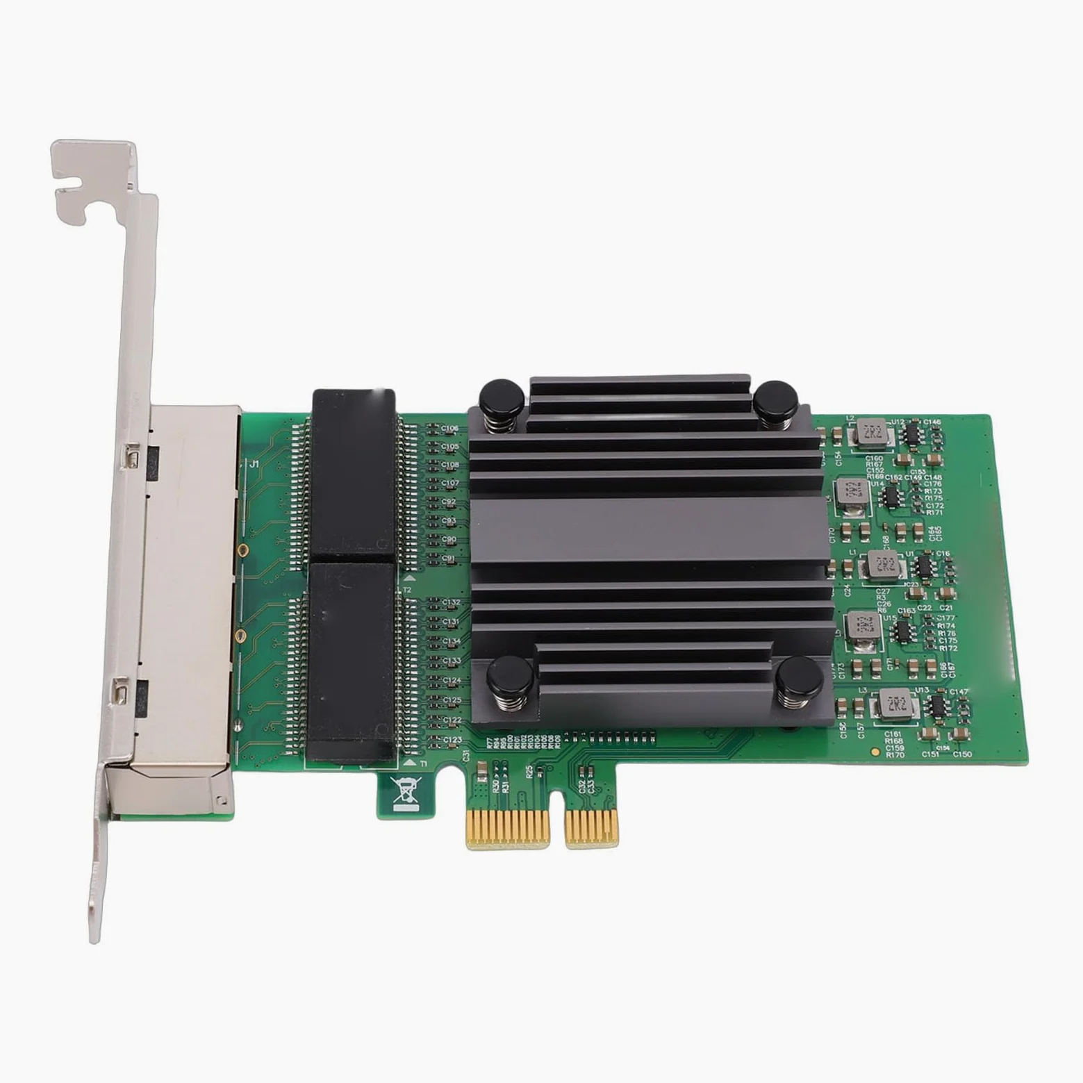 Ausla Scheda di Rete PCIe X1 a 4 Porte, Scheda Adattatore di Rete Gigabit Ethernet PCB con Chip 82571, 4 Porte RJ45 10 100 1000Mbps, Basso Carico della CPU per PC Industriali Server Desktop