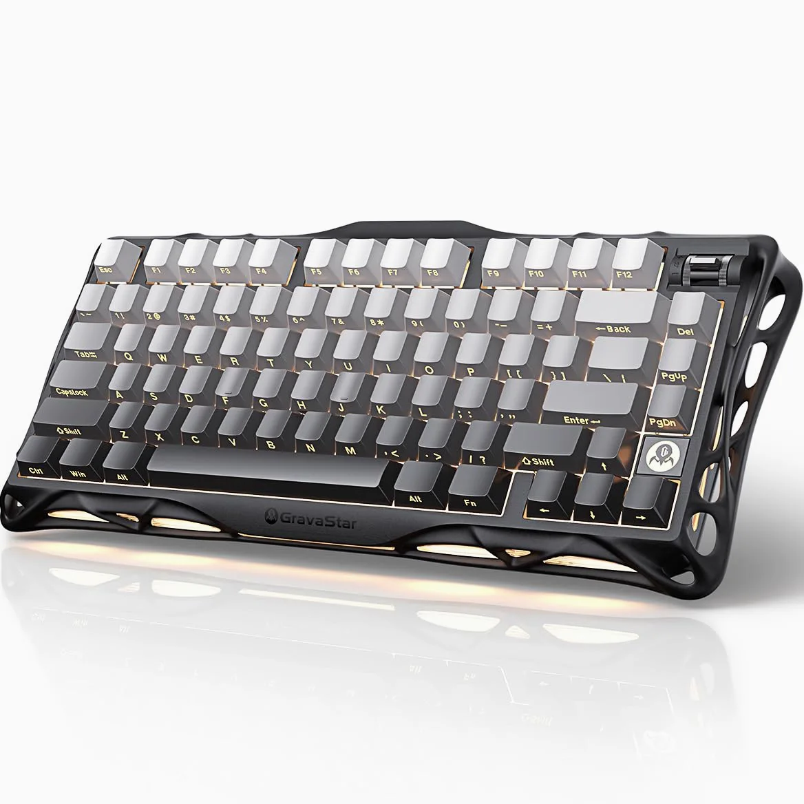 GravaStar per Dad Mercury K1 75% Tastiera da gioco meccanica senza fili, design esoscheletro in lega di alluminio, guarnizione tastiera personalizzata presa hot-swap (Nero sfumato)