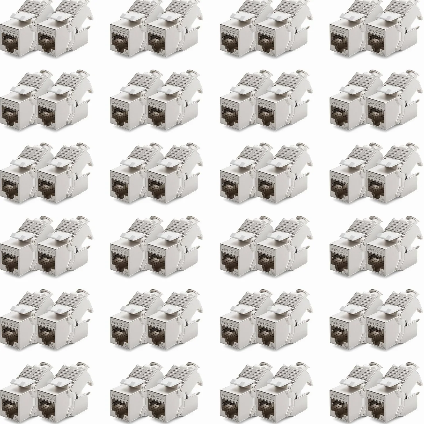 deleyCON 48x Modulo Keystone Jack CAT6a Cavo Patch Cavo di Rete Connettore Schermatura STP Presa di Rete RJ45 Patch Panel Estensione del Supporto Keystone