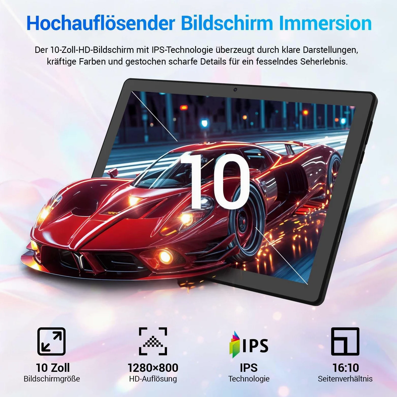 Tablet 10 Pollici Android 16 Tablets PC con Custodia Tastiera Mouse Penna Cuffie Alimentatore Cavo 20 GB RAM 64 GB ROM IPS1280x800 Doppia Fotocamera 5MP+8MP 5000 mAh WiFi 6 BT 5.4 (Nero)