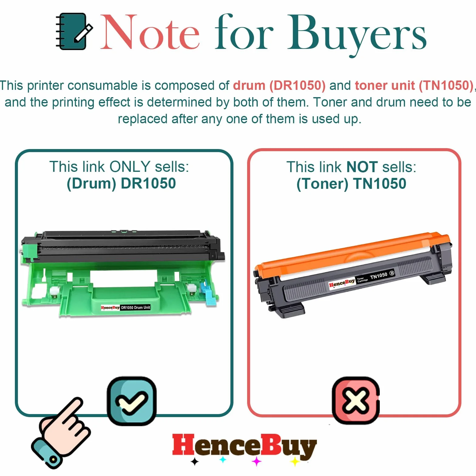 Drum Tamburo DR1050 Compatibile con Brother DR 1050 DR-1050 Stampante DCP-1612W DCP 1610W DCP 1510 DCP 1512 HL 1110 HL 1112 HL 1210W HL 1212W MFC 1810 MFC 1910 MFC 1910W Nero
