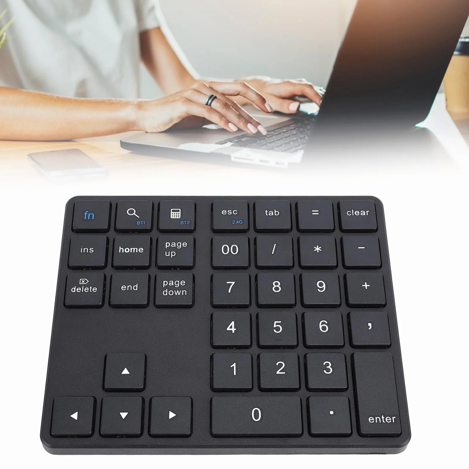 Garsent Tastierino Numerico Bluetooth per Laptop, Tastierino Numerico Cordless, Tastierino Numerico Ricaricabile USB a 35 Tasti, Tastierino Numerico Esterno per Laptop PC Notebook (BLACK)
