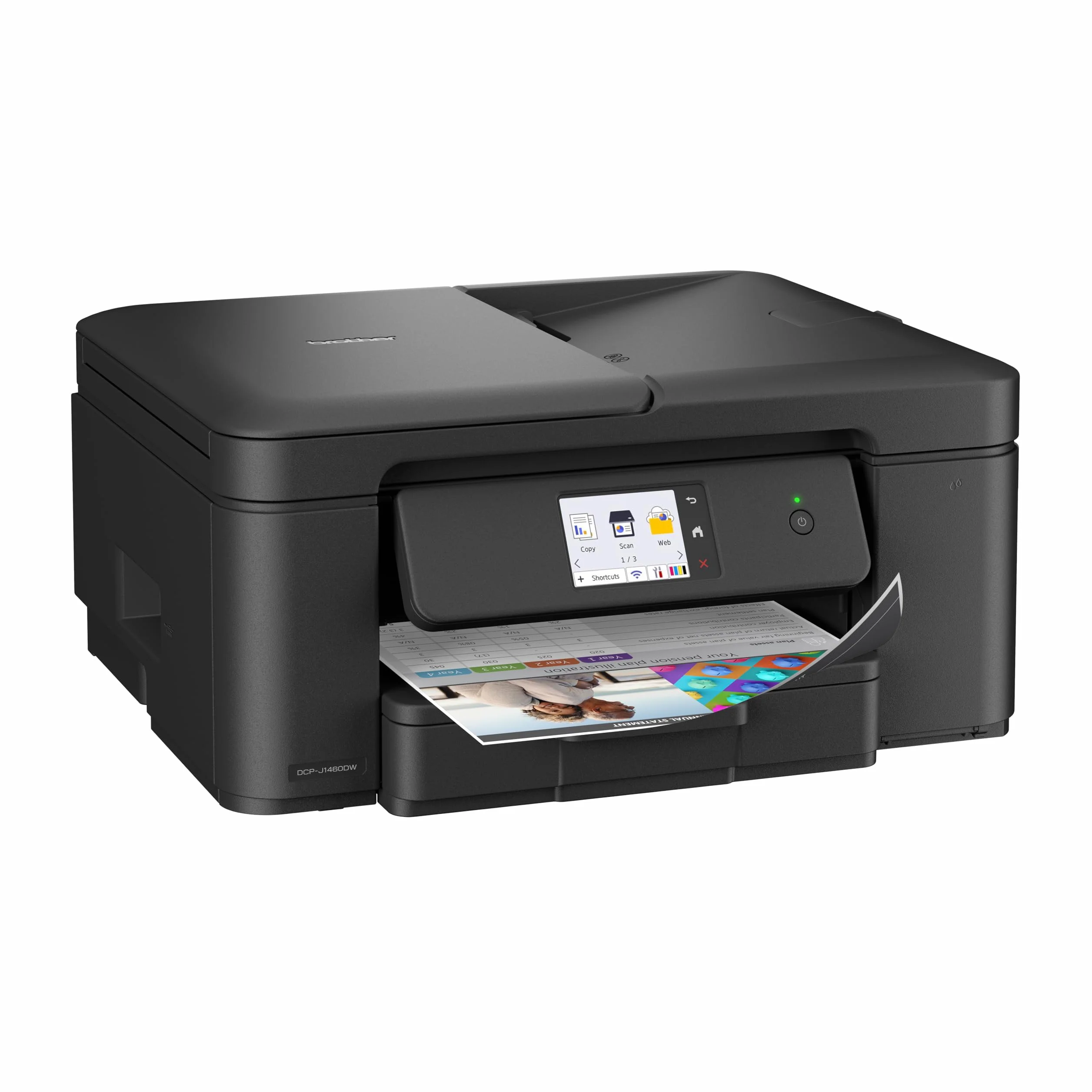 Brother DCPJ1460DW |Multifunzione inkjet a colori | 16 ipm |Duplex in stampa |Touchscreen 6.8 cm |Cassetto 150 e ADF 20 fogli |WiFi e USB |Stamp e Scan mobile|Cartucce inbox da 200 pag