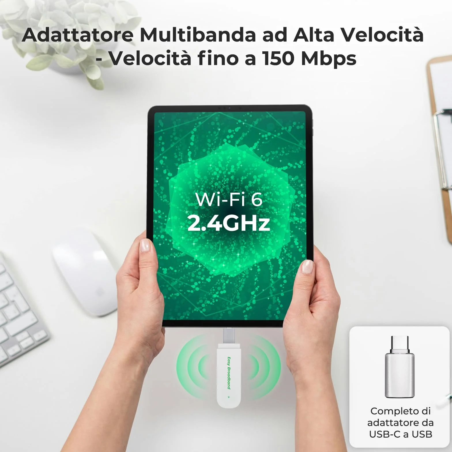 Internet mobile 4G LTE Surfstick con WiFi 6, 150 Mbit/s, USB Dongle WLAN Hotspot per computer portatile/PC, Plug & Play, SIM preinstallata