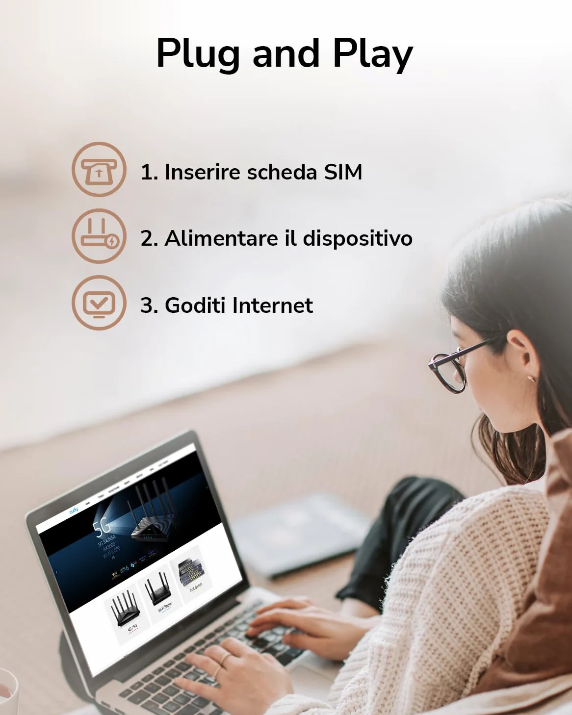 Cudy LT400 Router 4G LTE Con Sim, 300Mbps, Porta LAN/WAN, Senza configurazione, 4 Antenne Ad Alto Guadagno, FDD e TDD, VPN, DDNS, Plug and Play della scheda SIM, per Tutti Gli Operatori