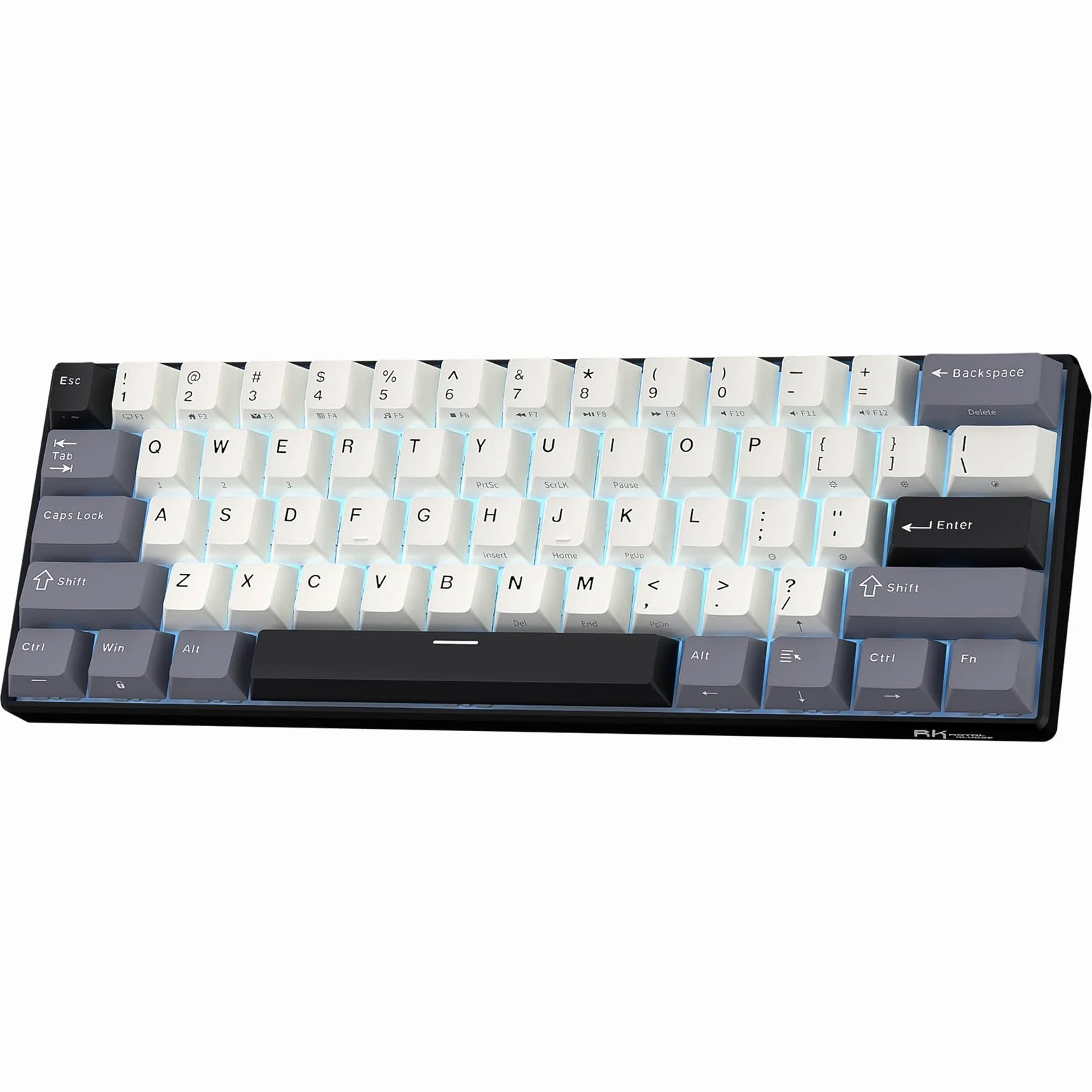 RK ROYAL KLUDGE RK61, tastiera meccanica wireless 60%, compatta, QWERTY | Tastiera da gioco compatta a 61 tasti, modalità tripla BT5.0/2.4G/USB-C, tasti PBT, software Pro, hot swap personalizzato