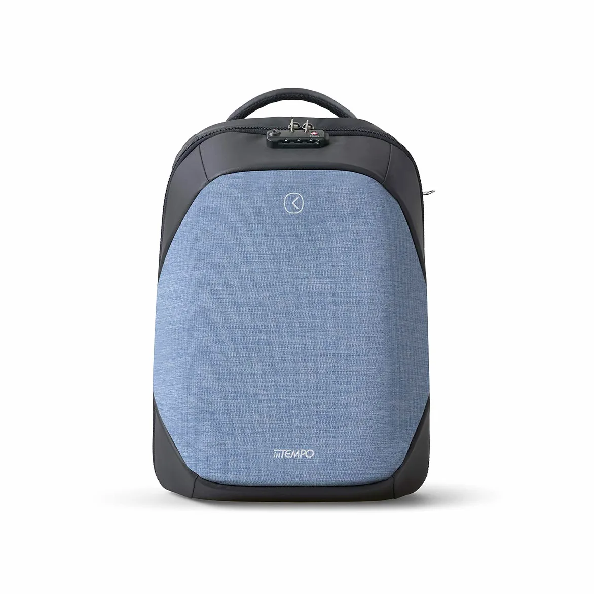 Intempo Zaino Antifurto Versatile Tekniko Big in Tessuto Idrorepellente, Cavo Telescopico Antifurto, Chiusura con Combinazione, Presa USB Esterna, Dimensioni 34 x 46 x 16 cm, Colore Azzurro