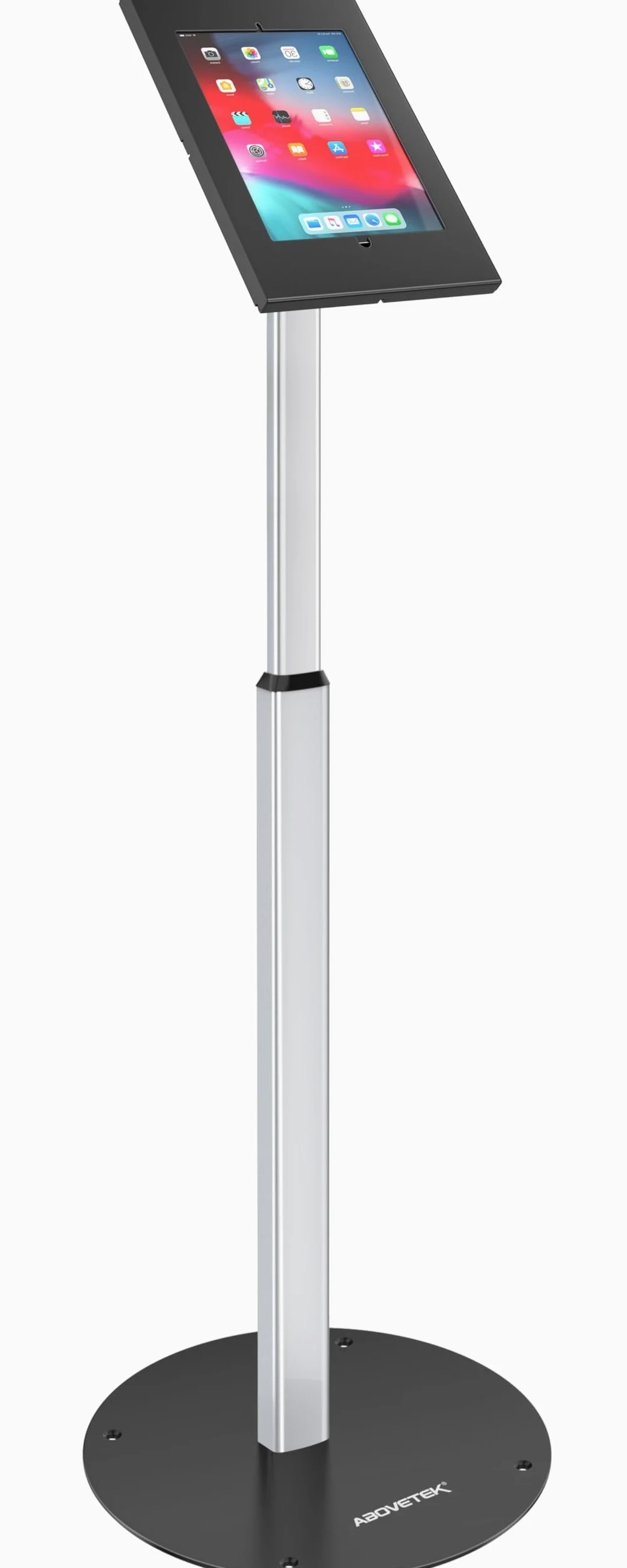 AboveTEK Supporto da Pavimento Antifurto per iPad, Piedistallo per Tablet POS ad alta Sicurezza, Custodia di Sicurezza Regolabile in Altezza con Serratura e Meccanismo a Chiave per iPad Air Pro