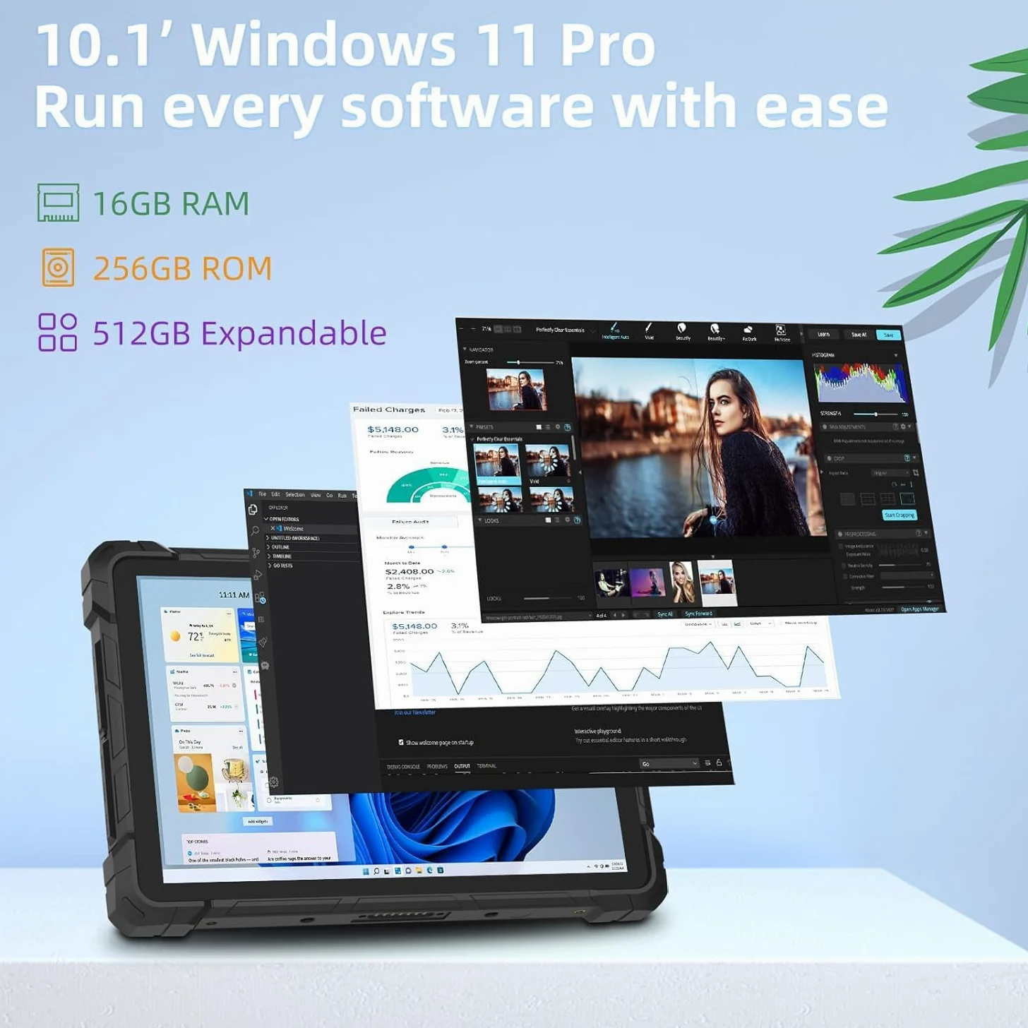 Tablet rugged, Win 11 N100 8 GB RAM 128 GB ROM, tablet industriale da 10,1 pollici, con batteria da 8000 mAh/7,6 V, SIM 4G/GPS/WiFi 5/BT5.0/FHD per lavoro all'aperto