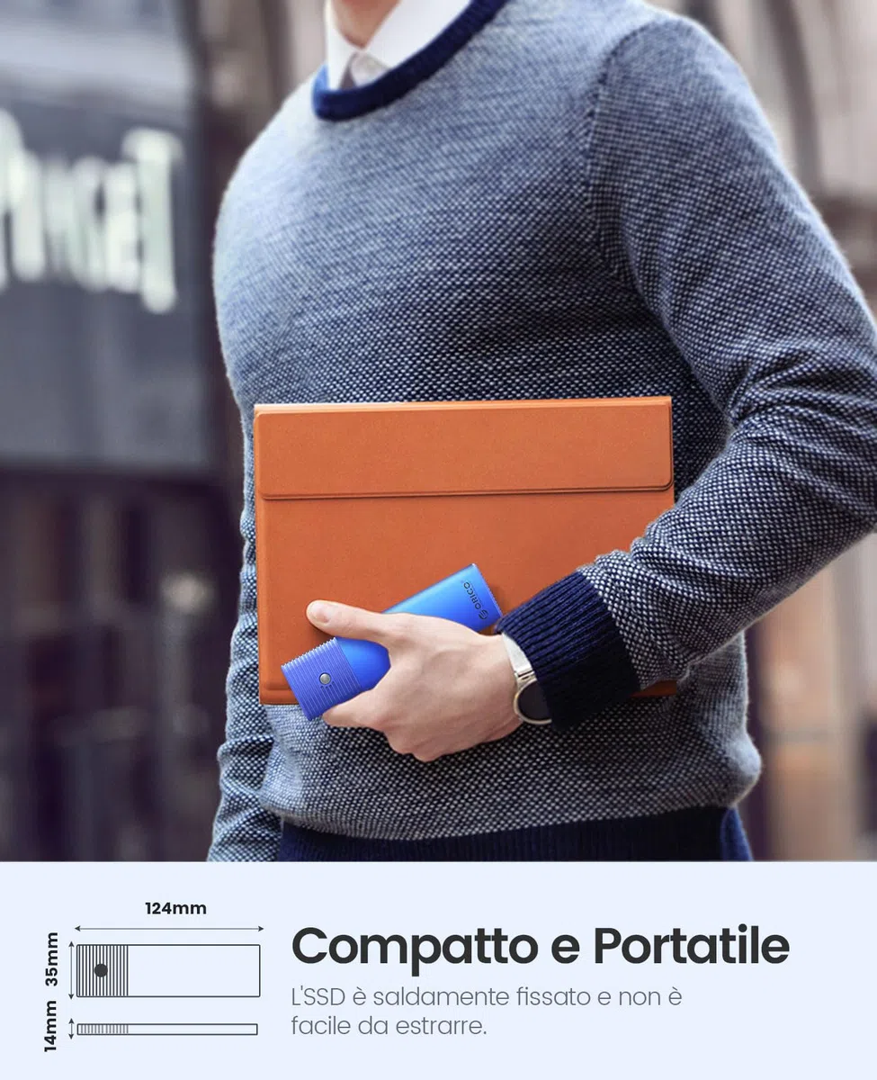 ORICO Case SSD M.2 SATA in Alluminio, Adattatore USB 3.2 USB-C 5Gbps, M2 Enclosure Esterno per SSD da 4TB Basati su SATA B-Key/B+M-Key 2230/2242/2260/2280 (non per NVMe), Senza Attrezzi-PWM2-BL