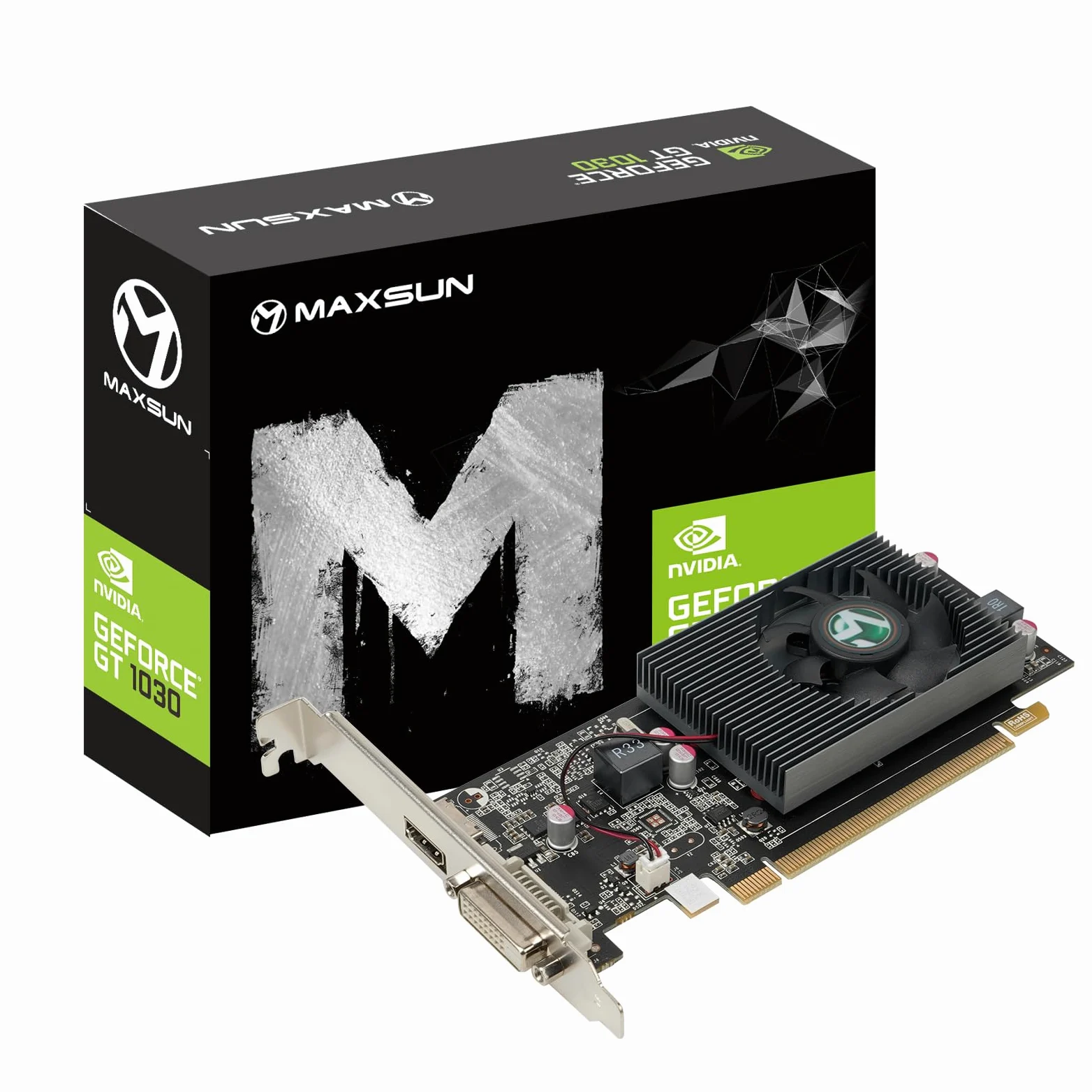 Scheda Video MAXSUN Nvidia GEFORECE GT 1030 2GB GDDR5 64-bit Scheda grafica a basso profilo GPU PCIe 3.0 DirectX 12 ITX HDCP Ready
