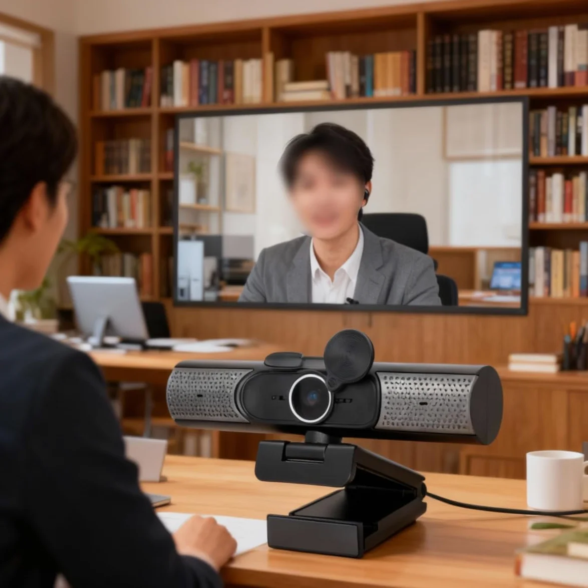 Webcam FHD con microfono e altoparlanti stereo, fotocamera per computer 3 in 1, 1080P, USB Plug and Play, cavo da 1,5 m, per videoconferenze, streaming