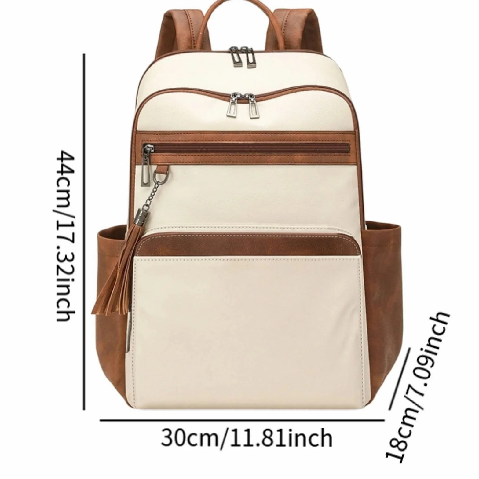 Zaino da Viaggio, Borsa per Il Weekend, Zaino per Viaggiare, per Pendolarismo, per Spostamenti Quotidiani, Bianco Marrone