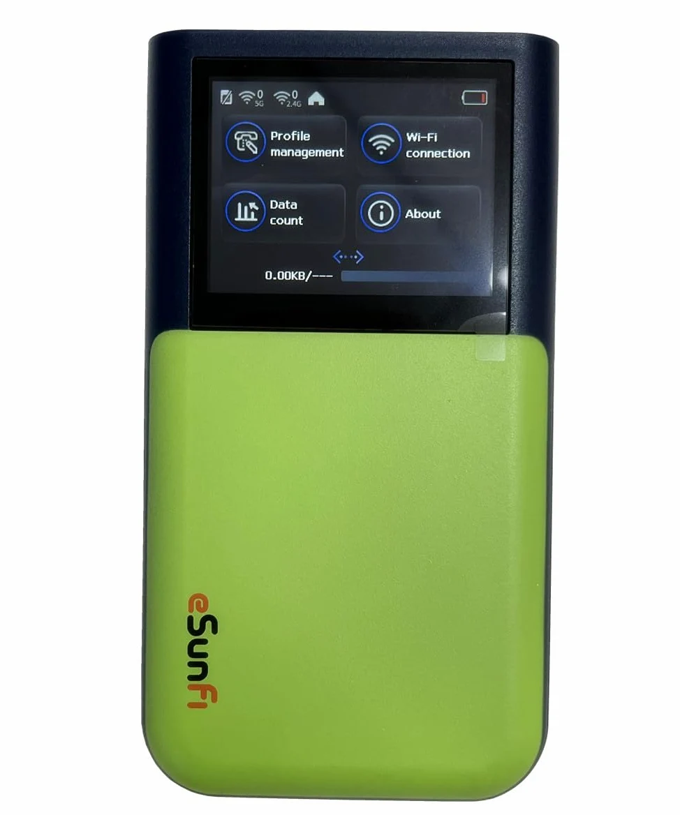eSunFi SHFiEL62 5G eSim Mobile Hotspot Router Router WiFi portatile, con slot per scheda SIM, fino a 32 terminali WiFi, pannello touch da 2,4 pollici, WiFi6, per casa/lavoro/viaggio (EAU)