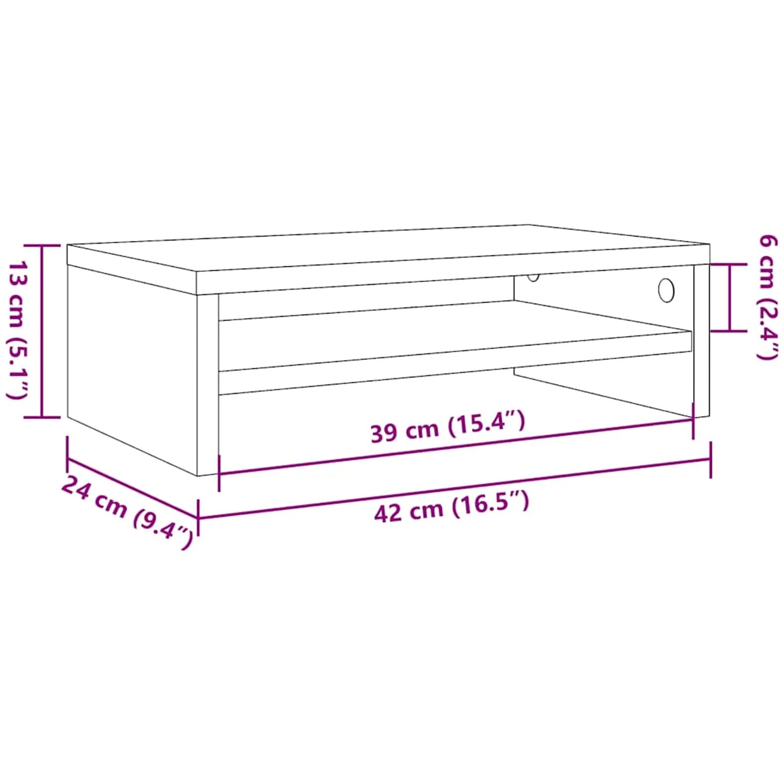 Gecheer Supporto per monitor da scrivania, per monitor e PC, altezza dello schermo, 42 x 24 x 13 cm, in legno