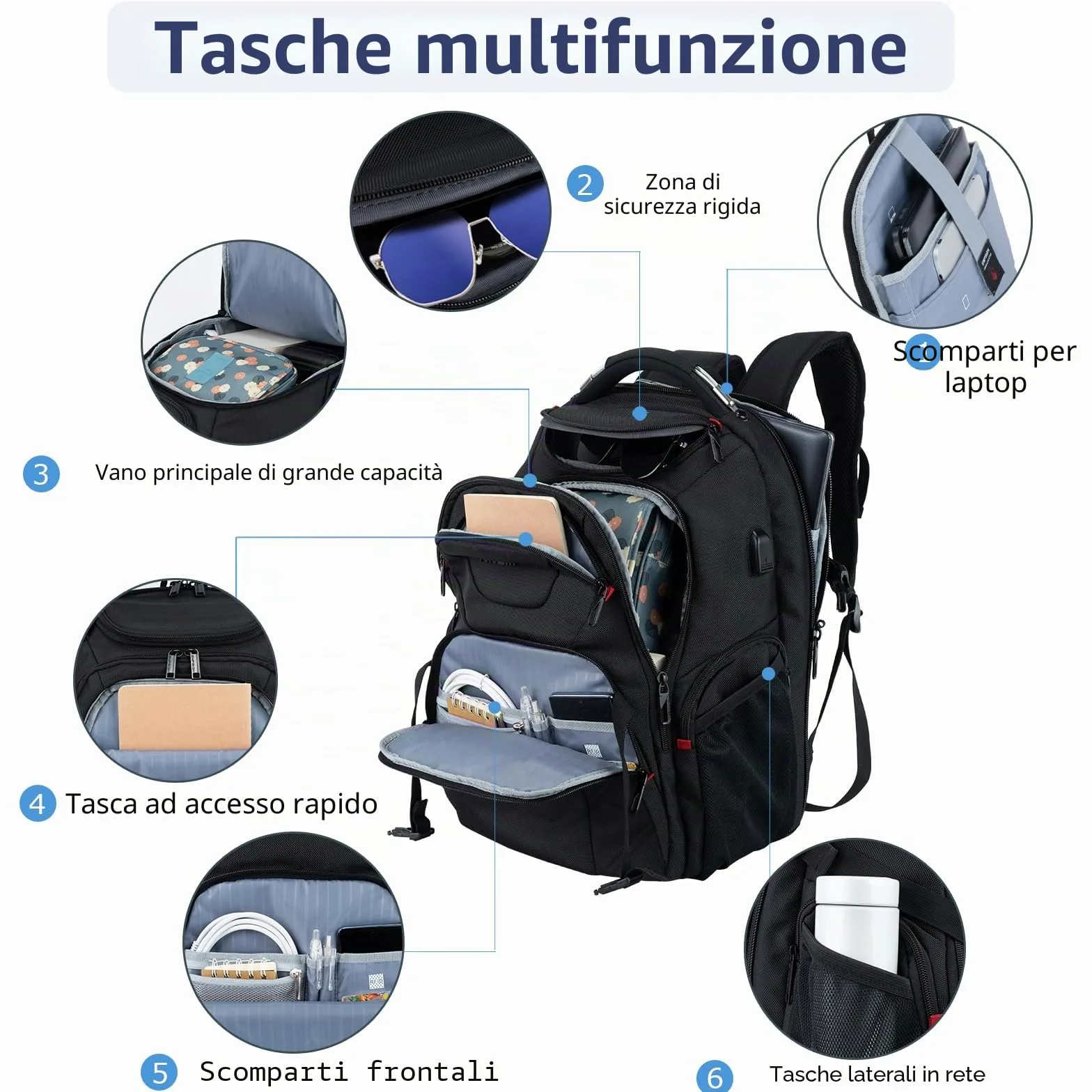 VANKEAN Zaino da viaggio per laptop da 17,3 ''
