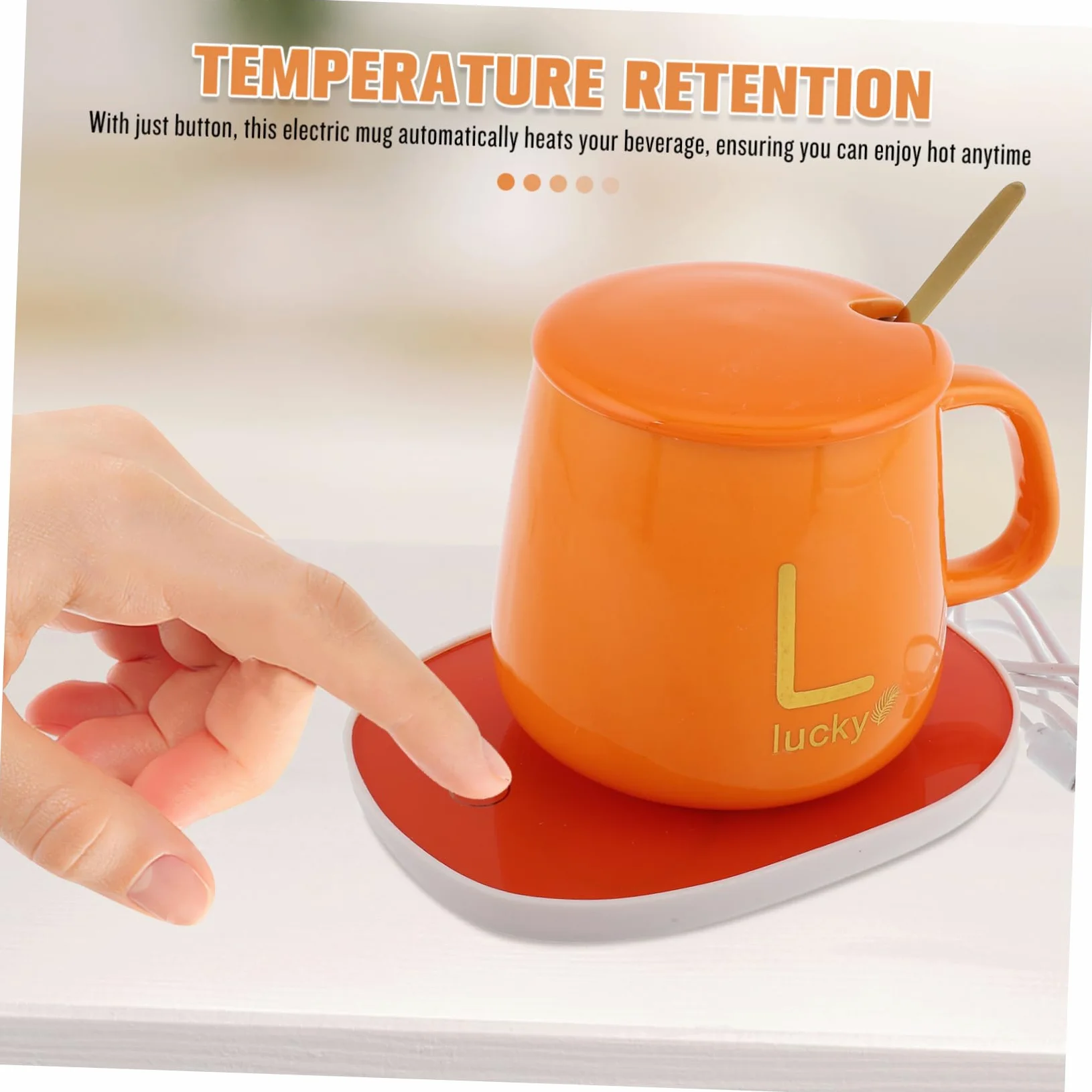 Cabilock Scaldatazze Elettrico Con Set Tazze Termiche in Ceramica, Riscaldamento Usb 5v, Antiscottatura Ergonomico, Per Ufficio, Casa e Regalo Confezione