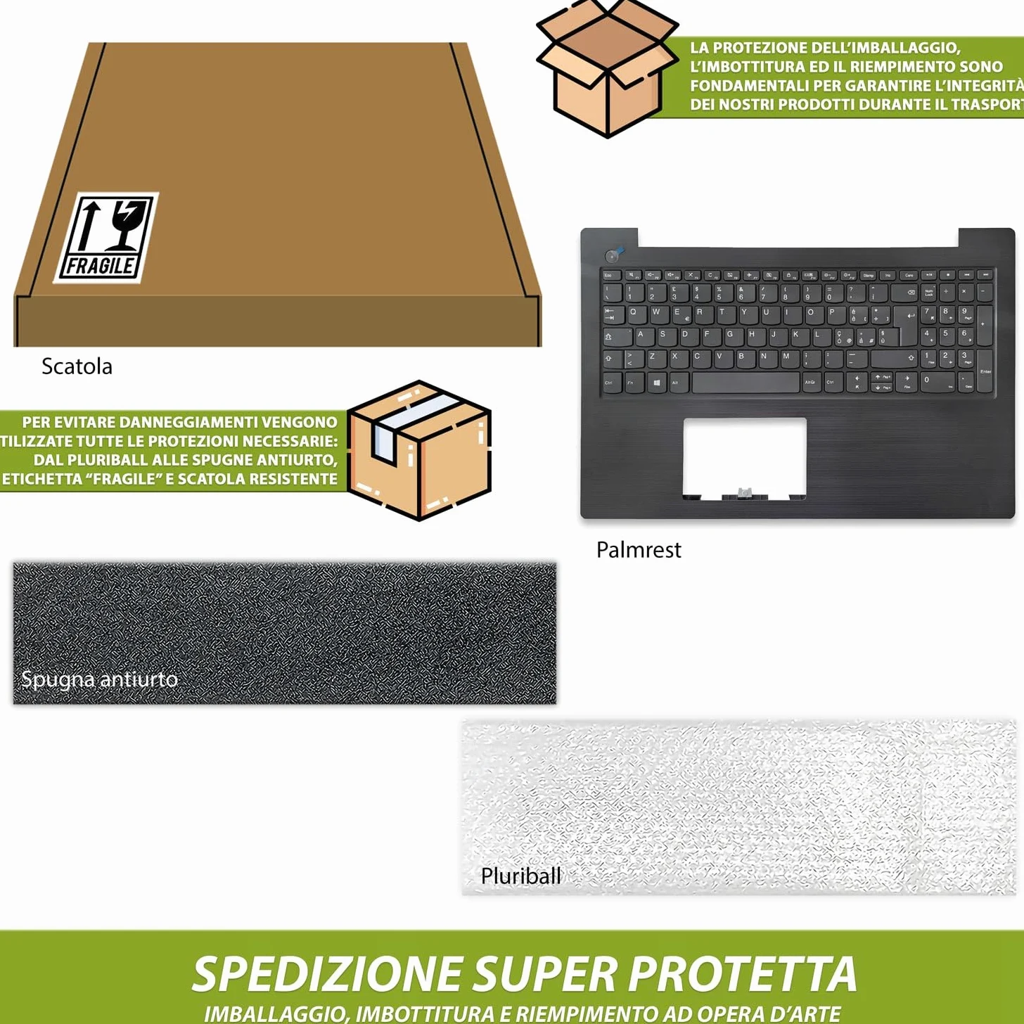 new net - Top Case Palmrest con Tastiera Compatibile con Notebook Lenovo 5CB0R28215 [Frame Colore Iron Grey - Senza touchpad - Layout ITA]