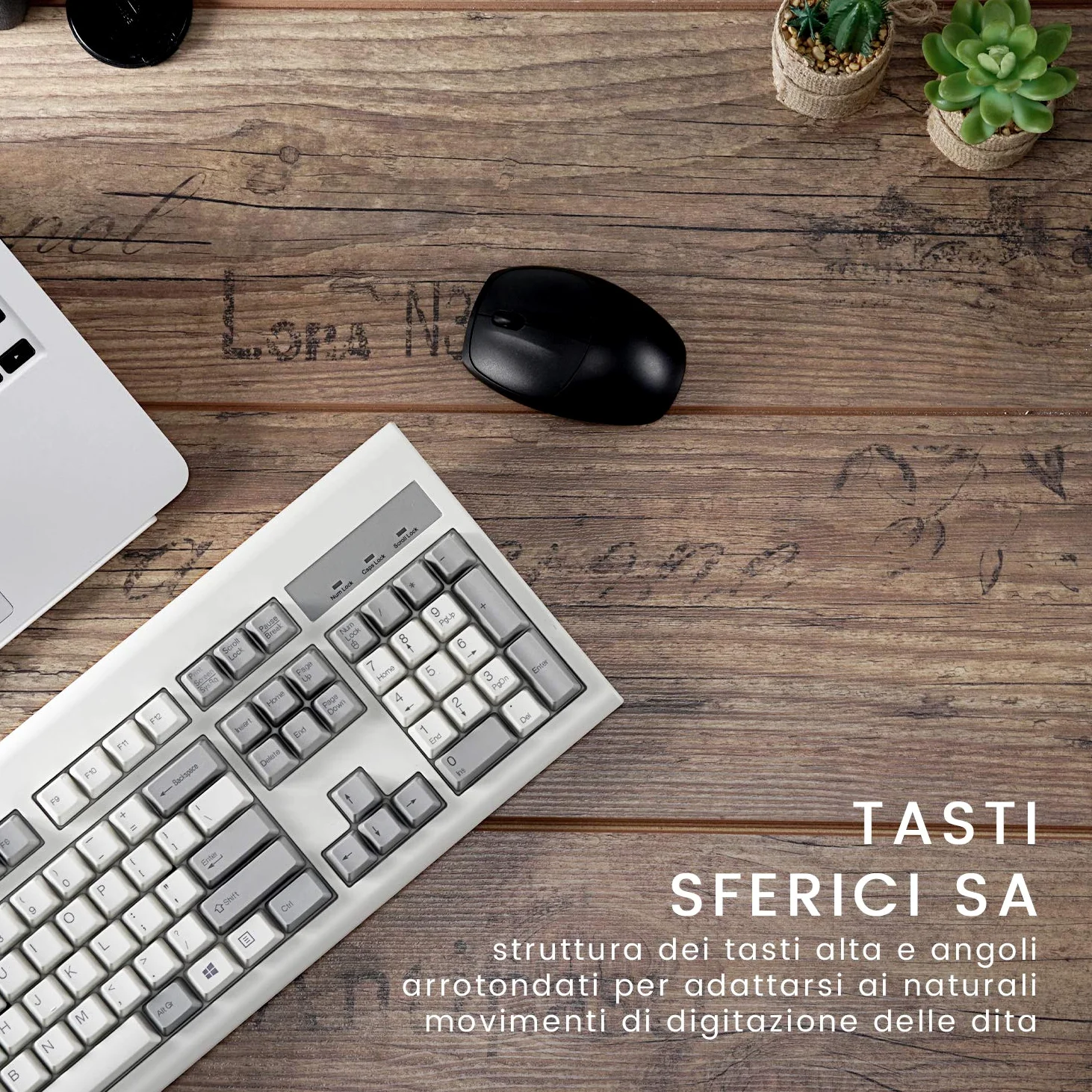 Perixx PERIBOARD-106M, Tastiera USB cablata grandezza standard, tasti ergonomici curvi, Classic Retro, Layout Italiano