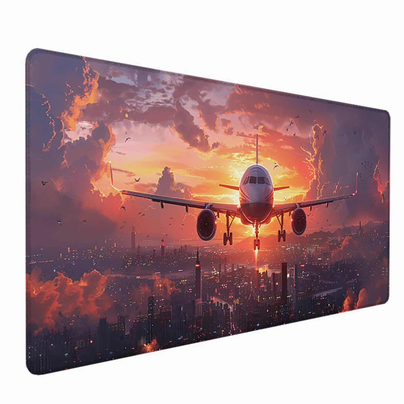Aereo Tappetino Mouse XXL 1200x600mm Tappetino Mouse Giallo Gomma Antiscivolo Sottomano Scrivania, Migliora Precisione e Velocità Mouse Pad per Ufficio Gaming Accessori Scrivania, Regalo Uomo, H-H