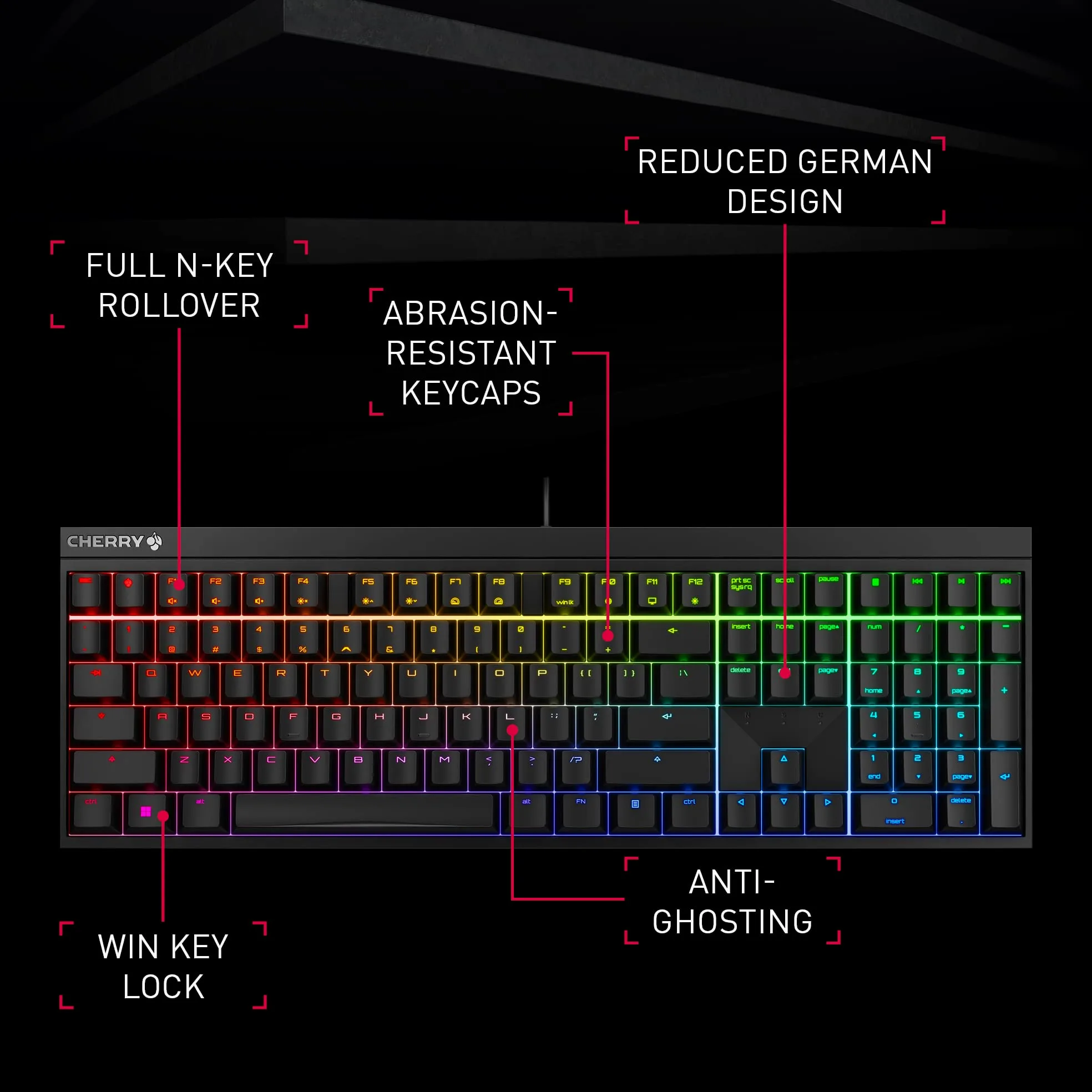 Cherry Xtfy MX 2.0S - Tastiera meccanica da gioco cablata con nuovi switch MX2A, colore: bianco, rosso MX2A