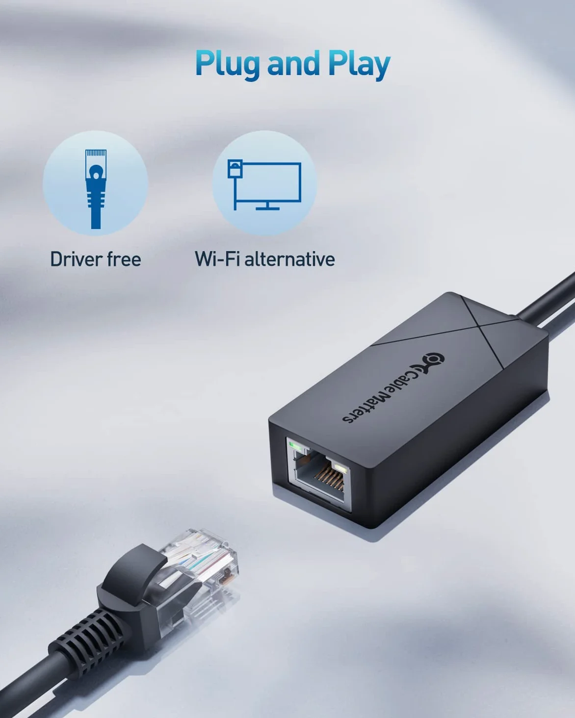 [Progettato per superficie] Cable Matters Adattatore da USB-C a Ethernet da 2,5 Gbps (adattatore da USB-C a rete, adattatore da Ethernet a USB-C da 2,5 g) in nero