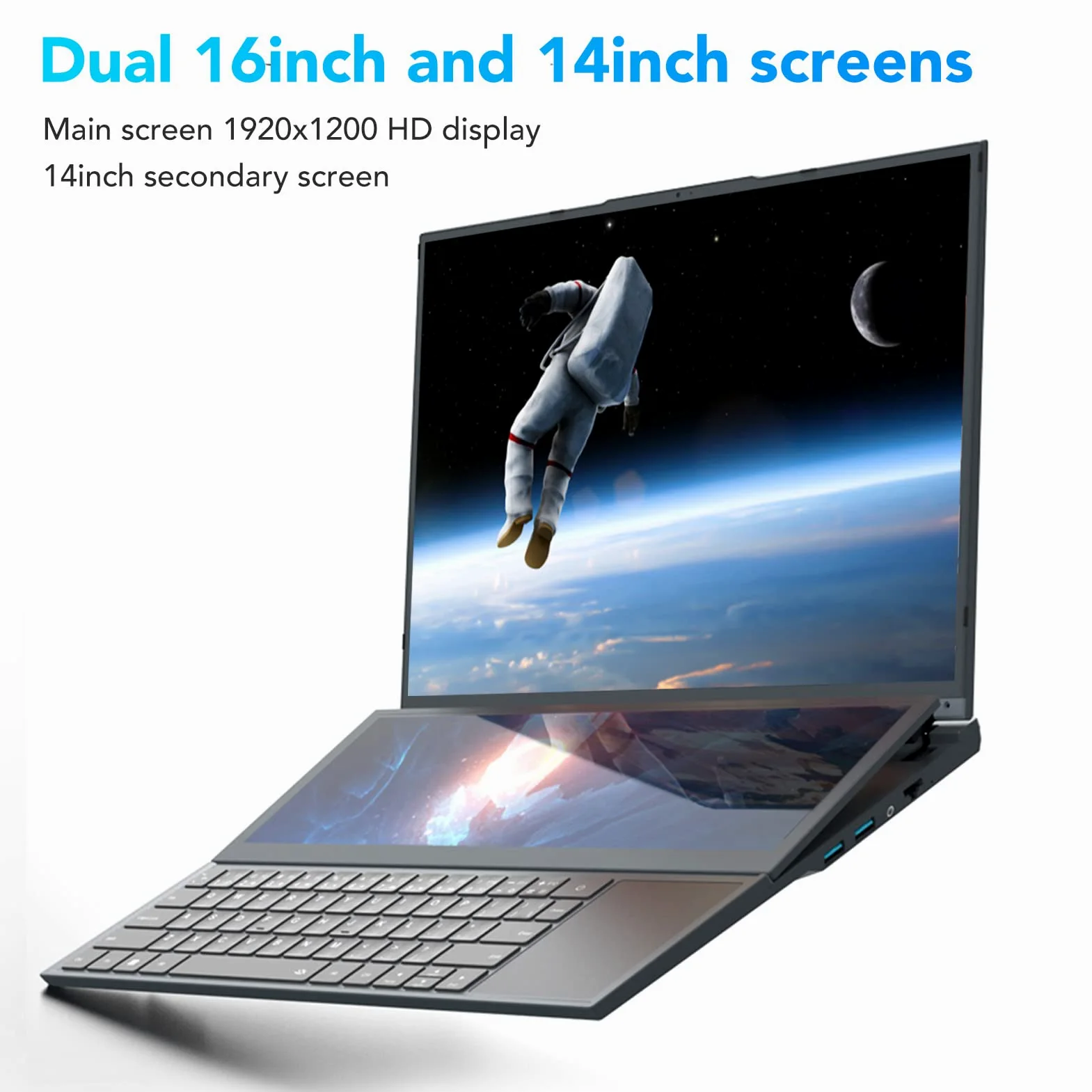 Asixxsix Laptop da Gioco a Doppio Schermo, 16 Pollici Touch Screen da 14 Pollici Processore I7 16 GB di SSD da 1 TB Computer Portatile 11 Supporta Due Schede Grafiche
