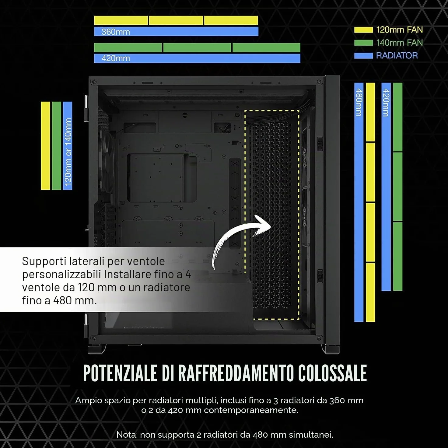 Corsair 7000D AIRFLOW Case per PC ATX Full-Tower (Pannello Anteriore a Flusso d'aria Elevato, Tre Ventole da 140 mm con Ripetitore PWM Incluse, Generoso Spazio Interno), Nero