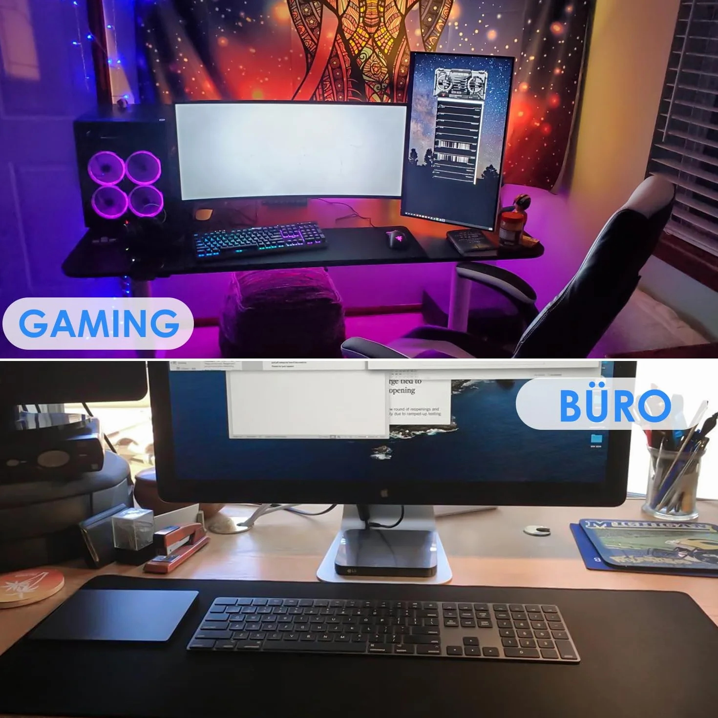 KTRIO Tappetino per Mouse XXL Gaming, Grande 800 x 400 x 3 mm, Tappetino per Mouse da Gioco, Mousepad Antiscivolo Impermeabile con Base in Gomma
